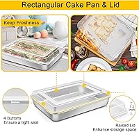 Vista 3 de P&P CHEF - Juego de 9 moldes de acero inoxidable para hornear, molde redondo y cuadrado, molde para horno tostador, lasaña, molde para pan, bandeja