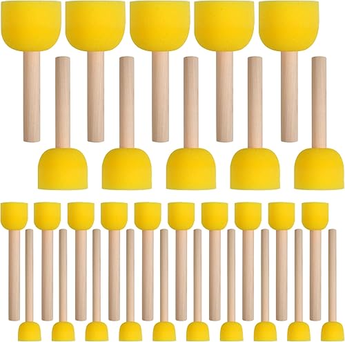Juego de 30 esponjas redondas, pinceles de esponja redondos para pintar, esponjas de pintura para pintura acrílica, herramientas de pintura para