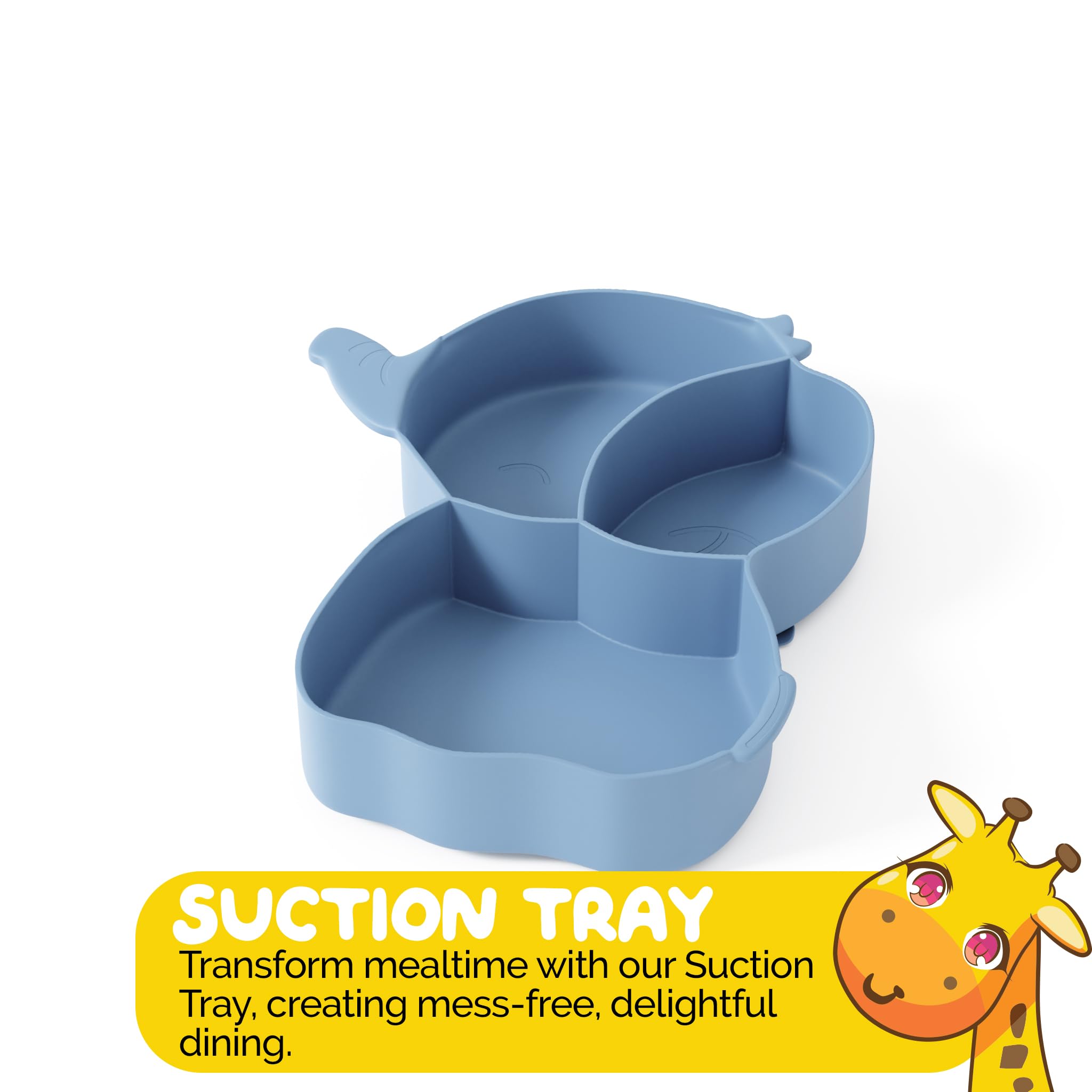 Muqee Peeko Baby Led Weaning Supplies with Toddler Forks and Spoons and Suction Plates for Baby in Blue color Cute Elephant Shape (3 Piece Set) Baby Feeding Essentials