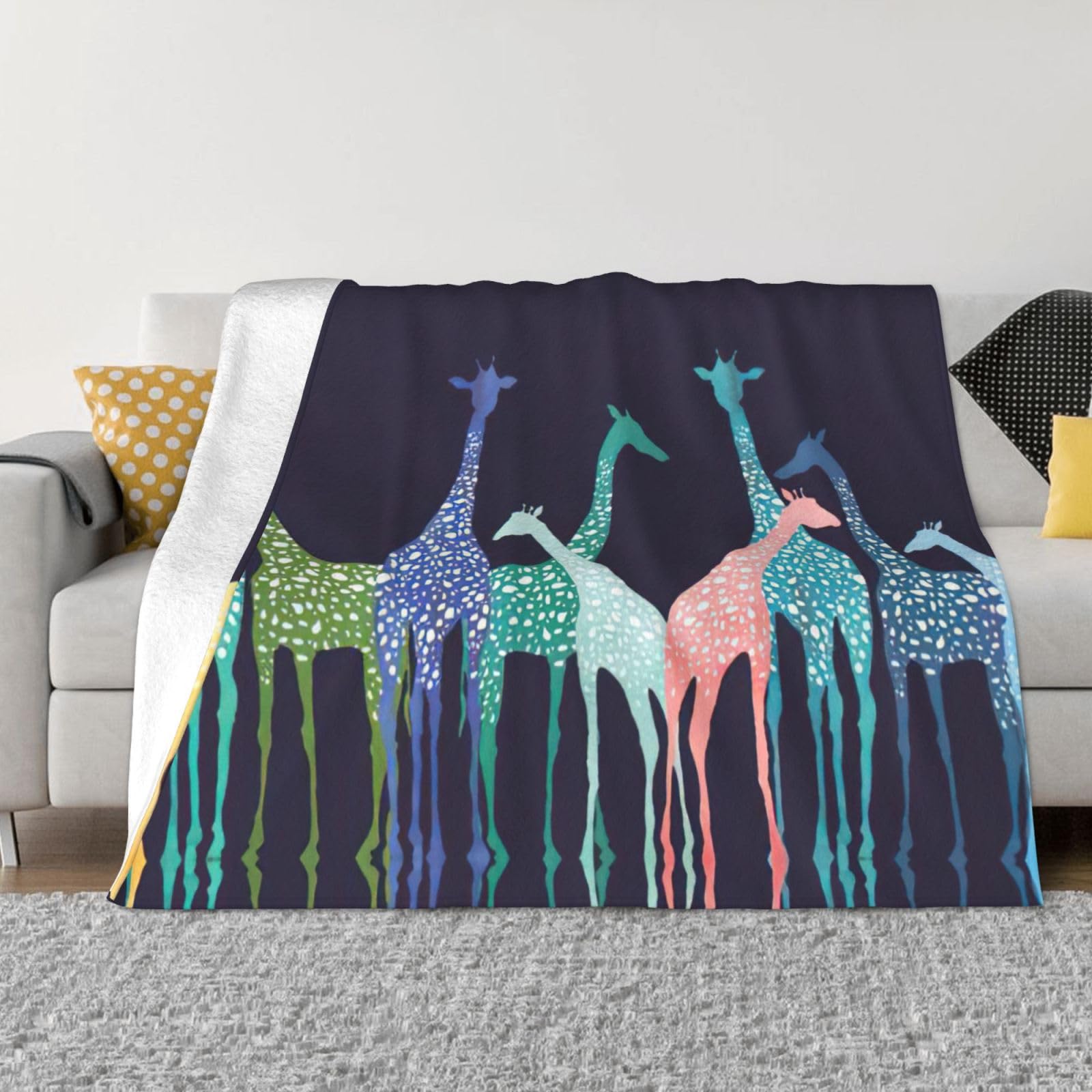 Couverture en flanelle girafe colorée pour réchauffer le cœur des amoureux de la nature sauvage