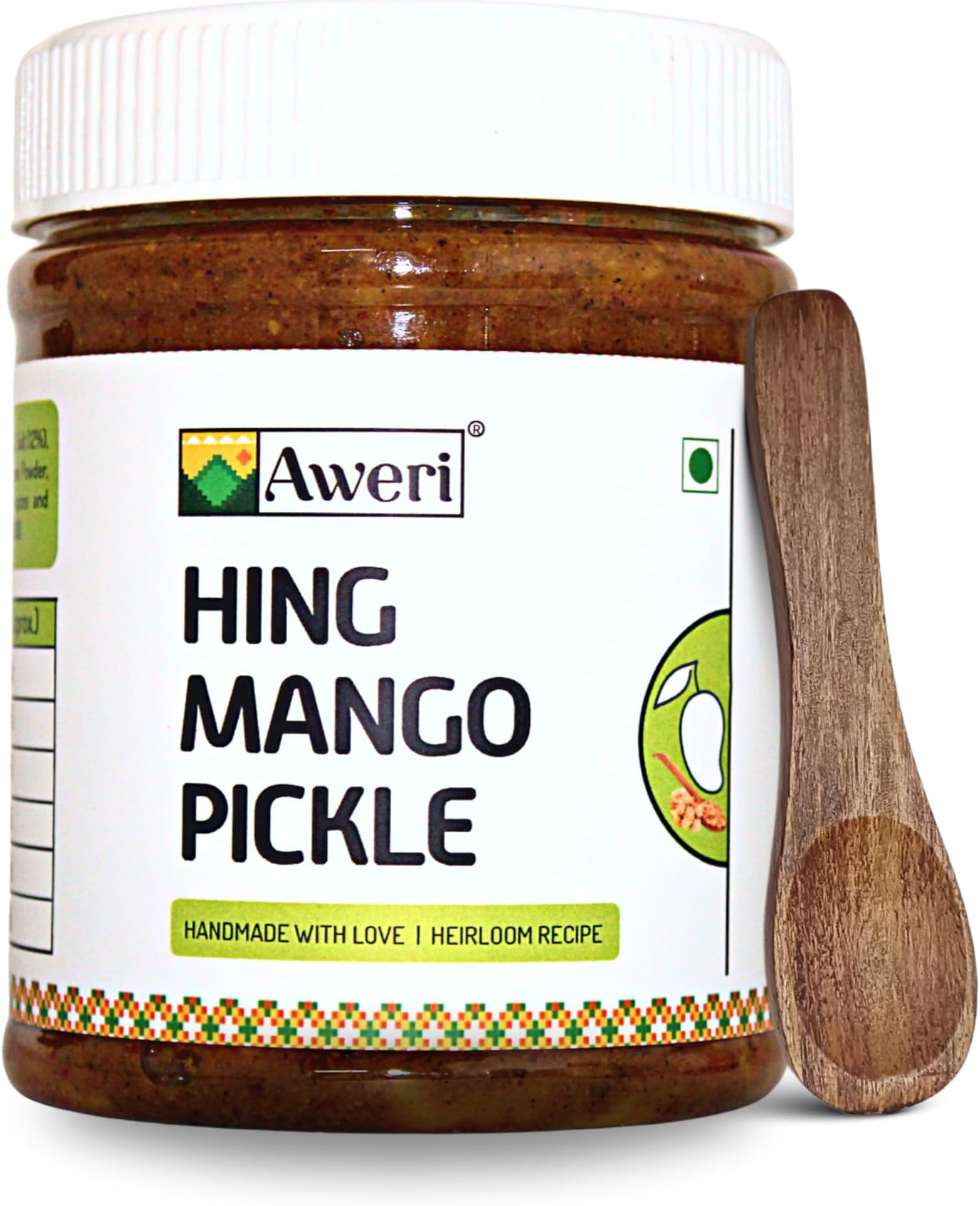 - Hing Mango Pickle (400g) | Includes Sheesham Wooden Spoon | Traditional Aam Hing Achaar | Spicy & Tangy Taste | Made with Cold Pressed Mustard Oil | Digestive Benefits