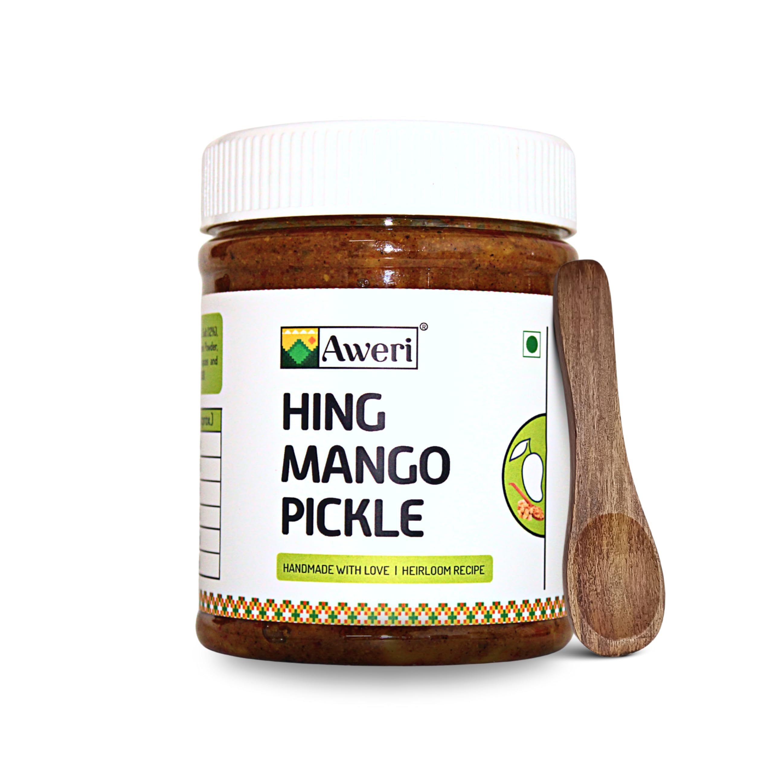 - Aweri Hing Mango Pickle (400g) | Includes Sheesham Wooden Spoon | Traditional Aam Hing Achaar | Spicy & Tangy Taste | Made with Cold Pressed Mustard Oil | Digestive Benefits
