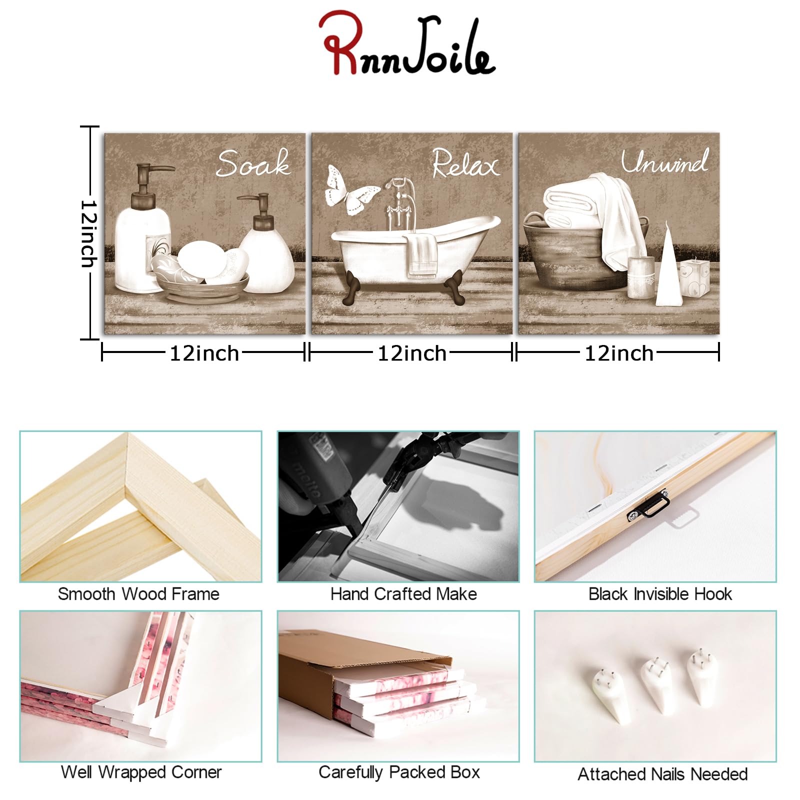 RnnJoile Beige Bathroom Pictures Wall Art Bathtub Spa Painting Prints ...