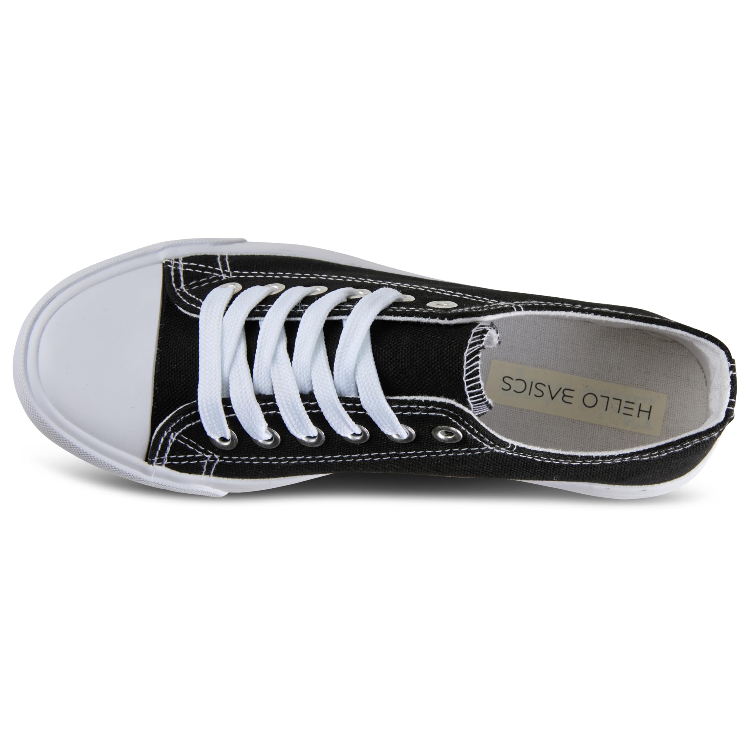 hello basics Canvas Shoes for Women Casual Low Top Women's Fashion Sneakers Slip on for Women (11, Black White)