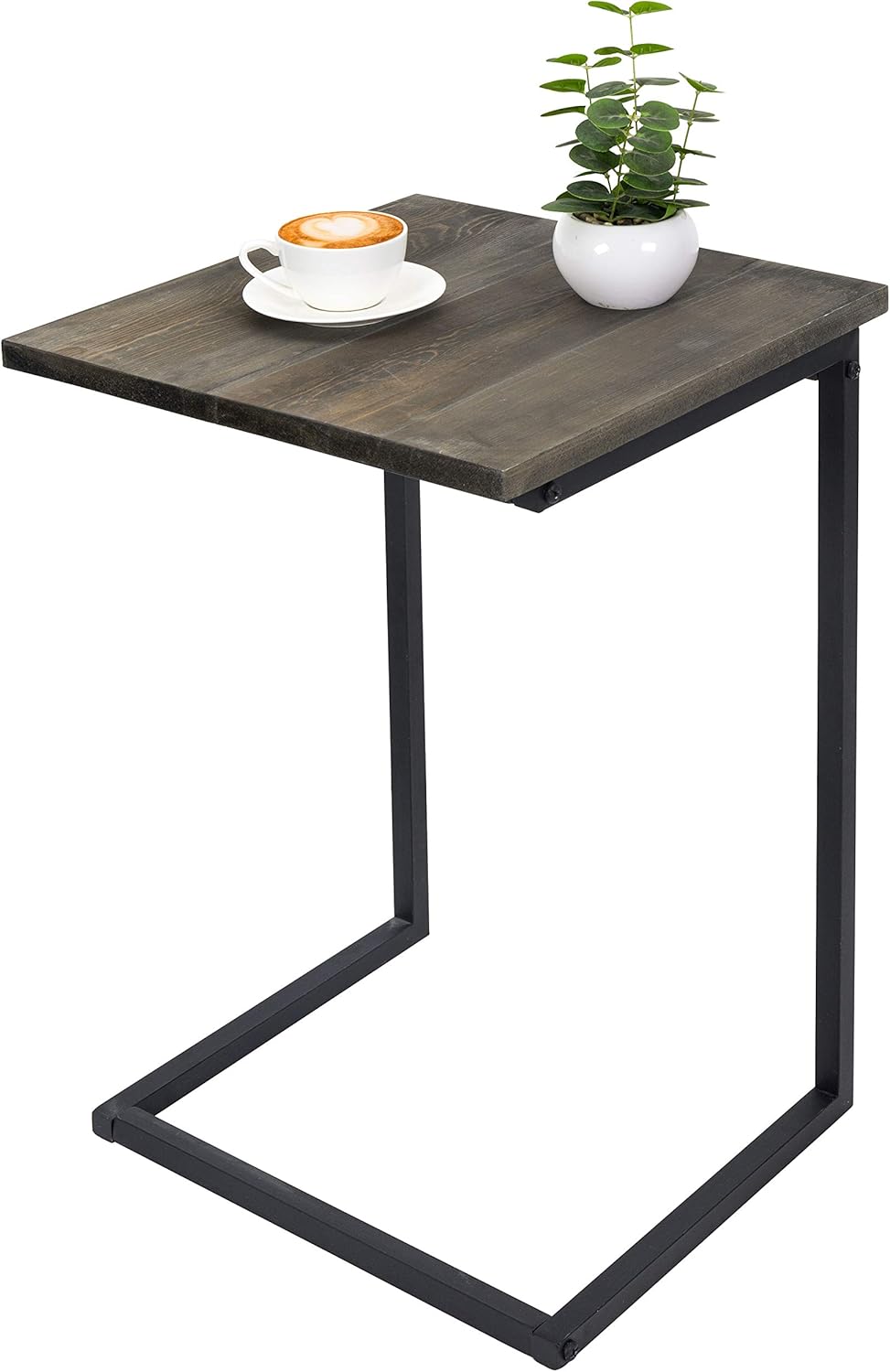 MyGift 24Inch Black Metal & Vintage Gray Wood Sliding End Table Buy