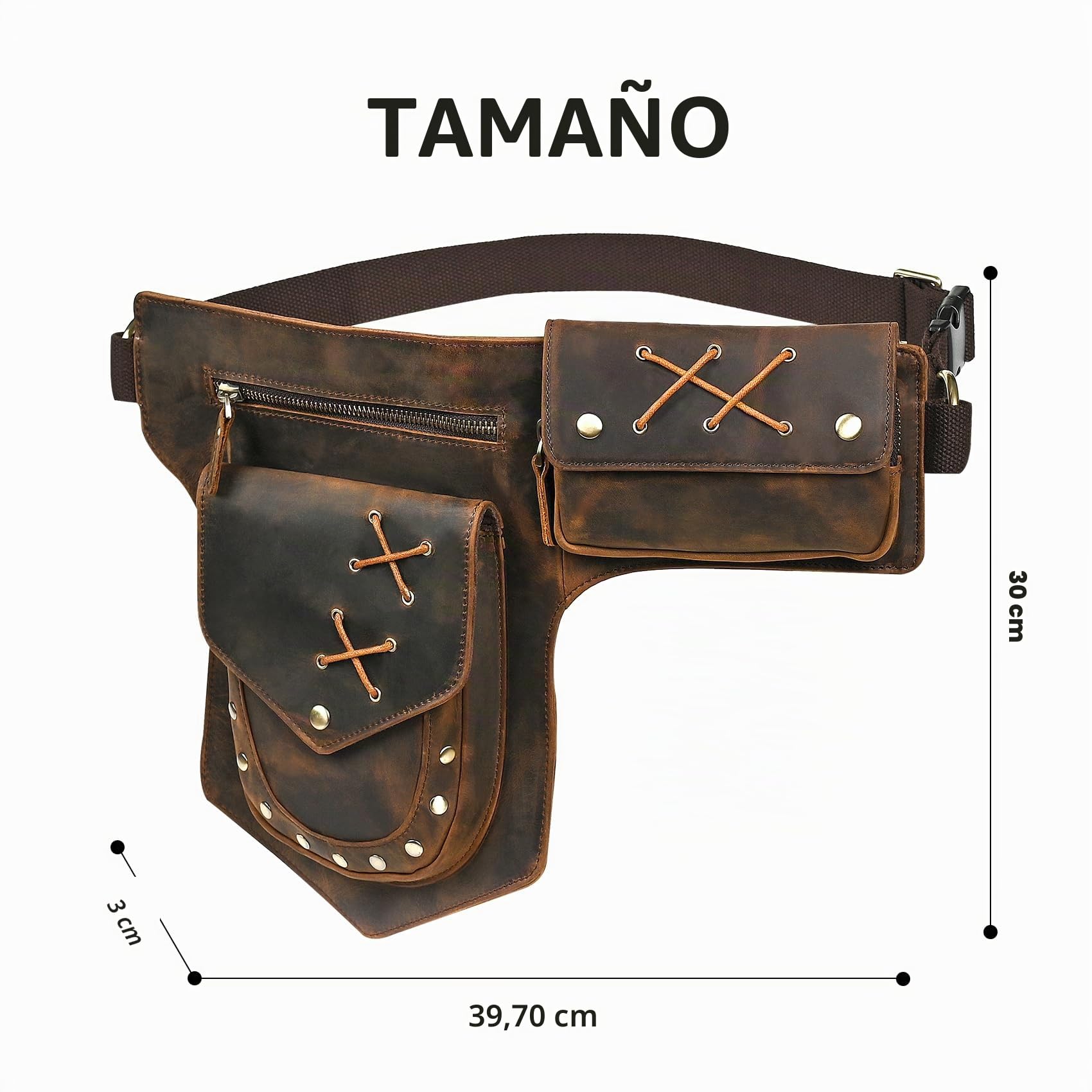 Lona Impermeable + Cuero -Motocicletas -Senderismo-Bolsillos-Los Bolsillos de Fanny-Bolsa de Muslos y piernas-Bolsa de Cadera-para Hombres y Mujeres fb211-8 Cuero