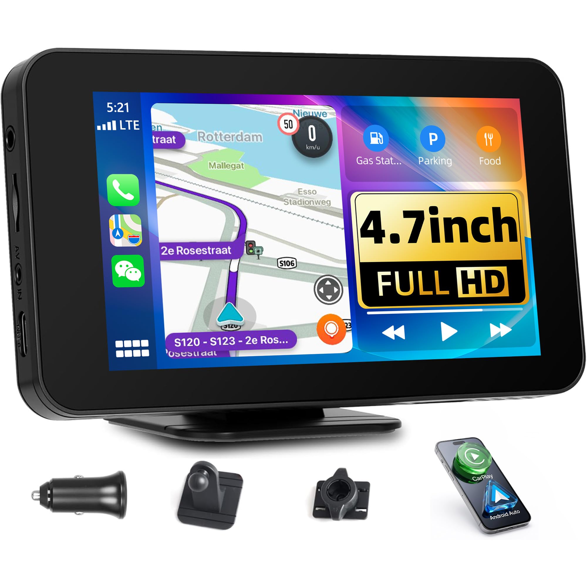 [WIRELESS] CAMECHO Autoradio portatile con Wireless CarPlay Android Auto, Radio per auto con Touchscreen IPS HD da 4.7 pollici con Bluetooth, trasmettitore FM, EQ, USB/Tipo C/Aux-in/Porta scheda TF