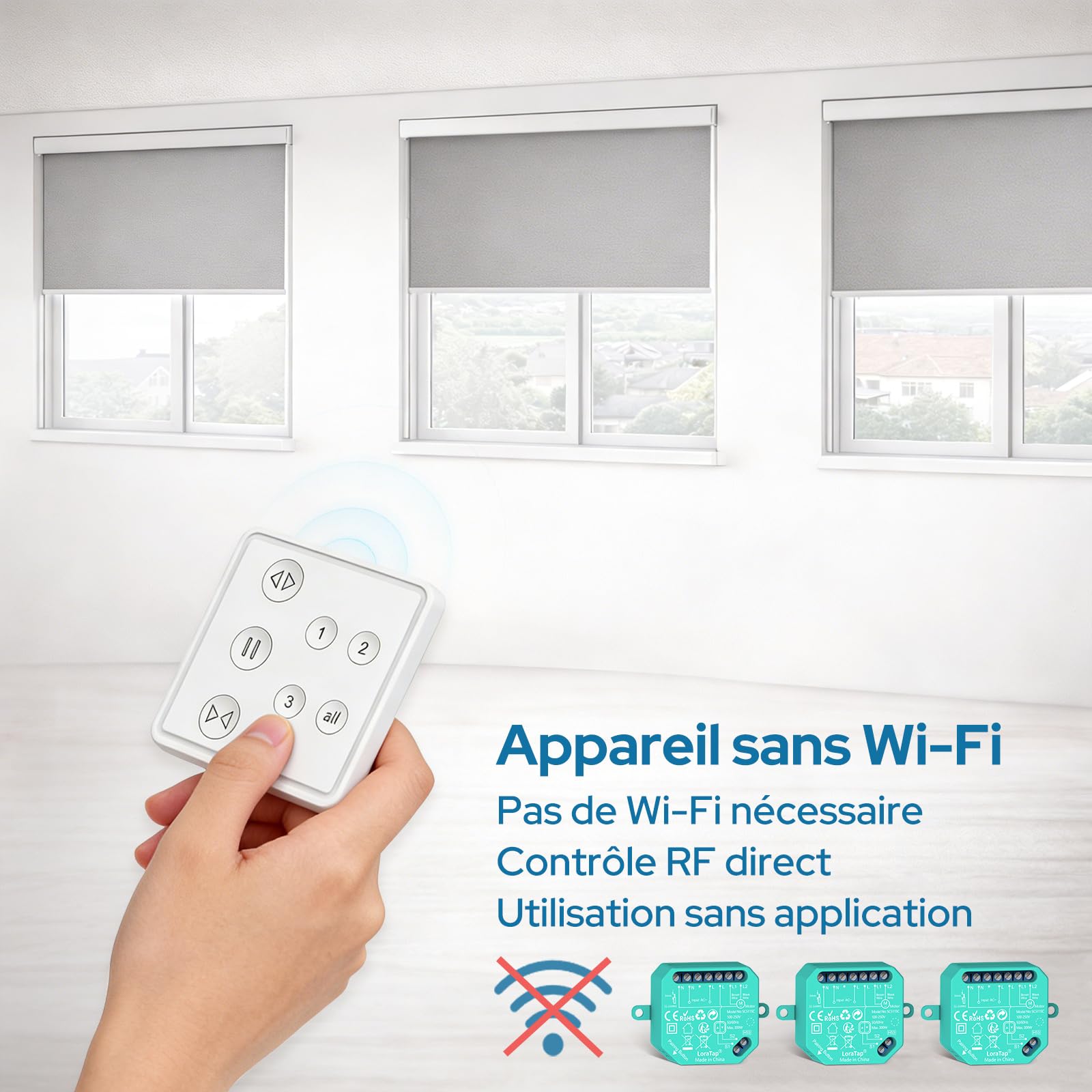 LoraTap Commande Volet Roulant: Télécommande 3 Moteurs Sans Recâblage 230V