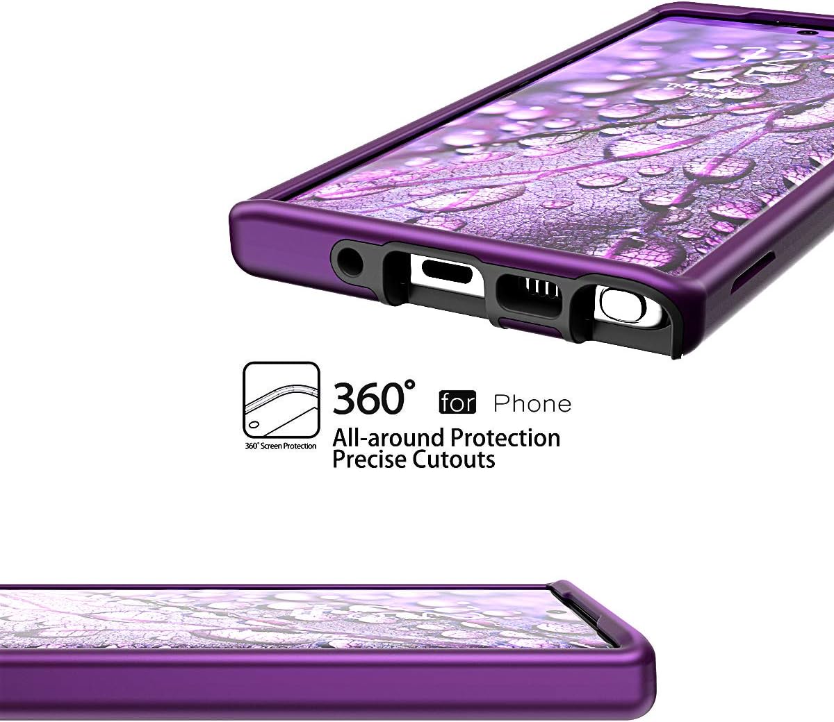WeLoveCase Galaxy Note 10 Case, Note 10 Cover 3 in 1 Hybrid Heavy Duty Protection Full Body Shockproof TPU Bumper Hard PC Outer Shell Protective Case for Samsung Galaxy Note 10 Purple