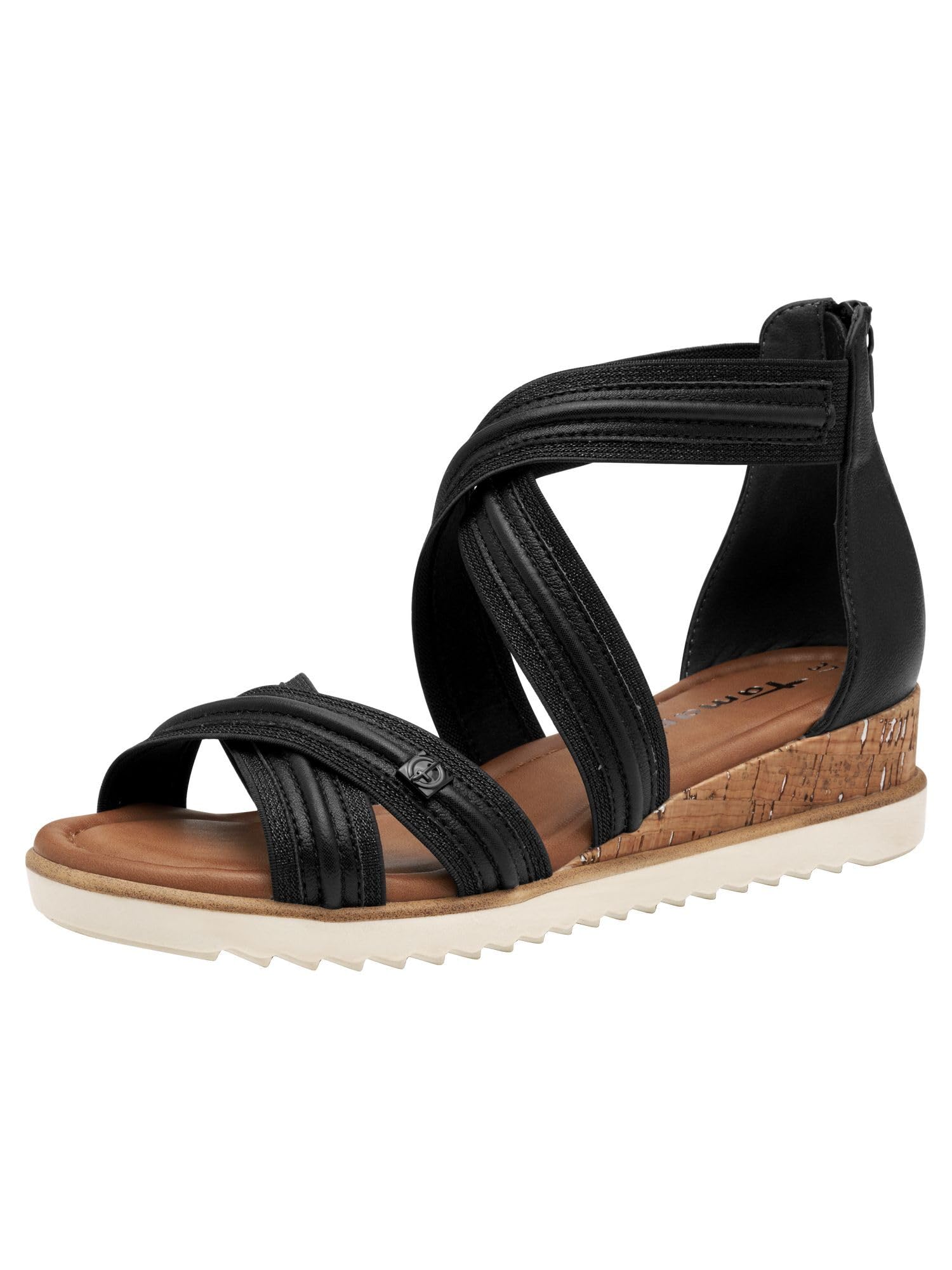 Tamaris Women's Vegan Comfortable Sandals, Black Metallic, 7.5 UK