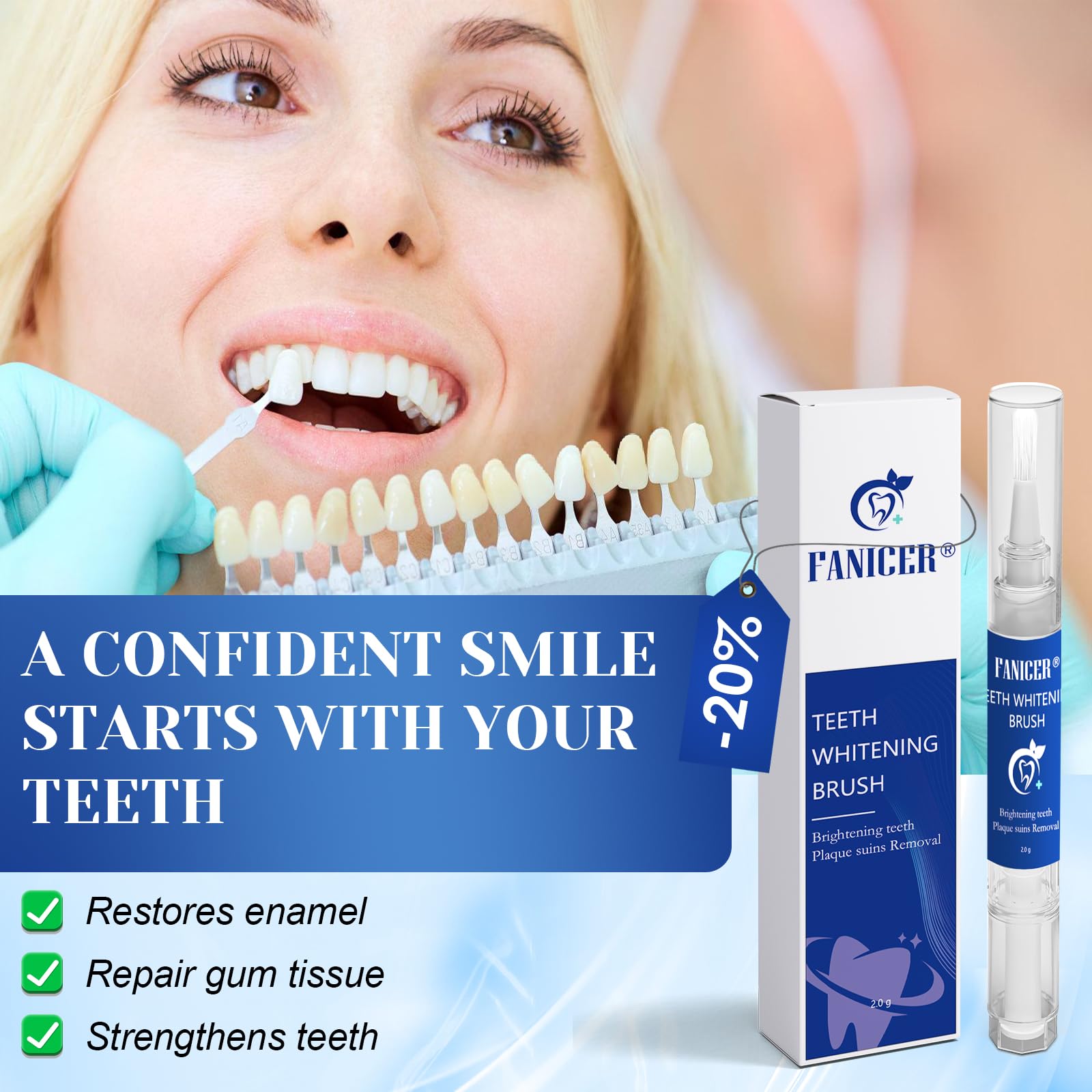 Lapiz Blanqueador Dental, 2 Piezas Gel Blanqueador de Dientes, Profesional Blanqueamiento Dental Efectivo, Sin Sensibilidad Eliminar Las Manchas Dentales