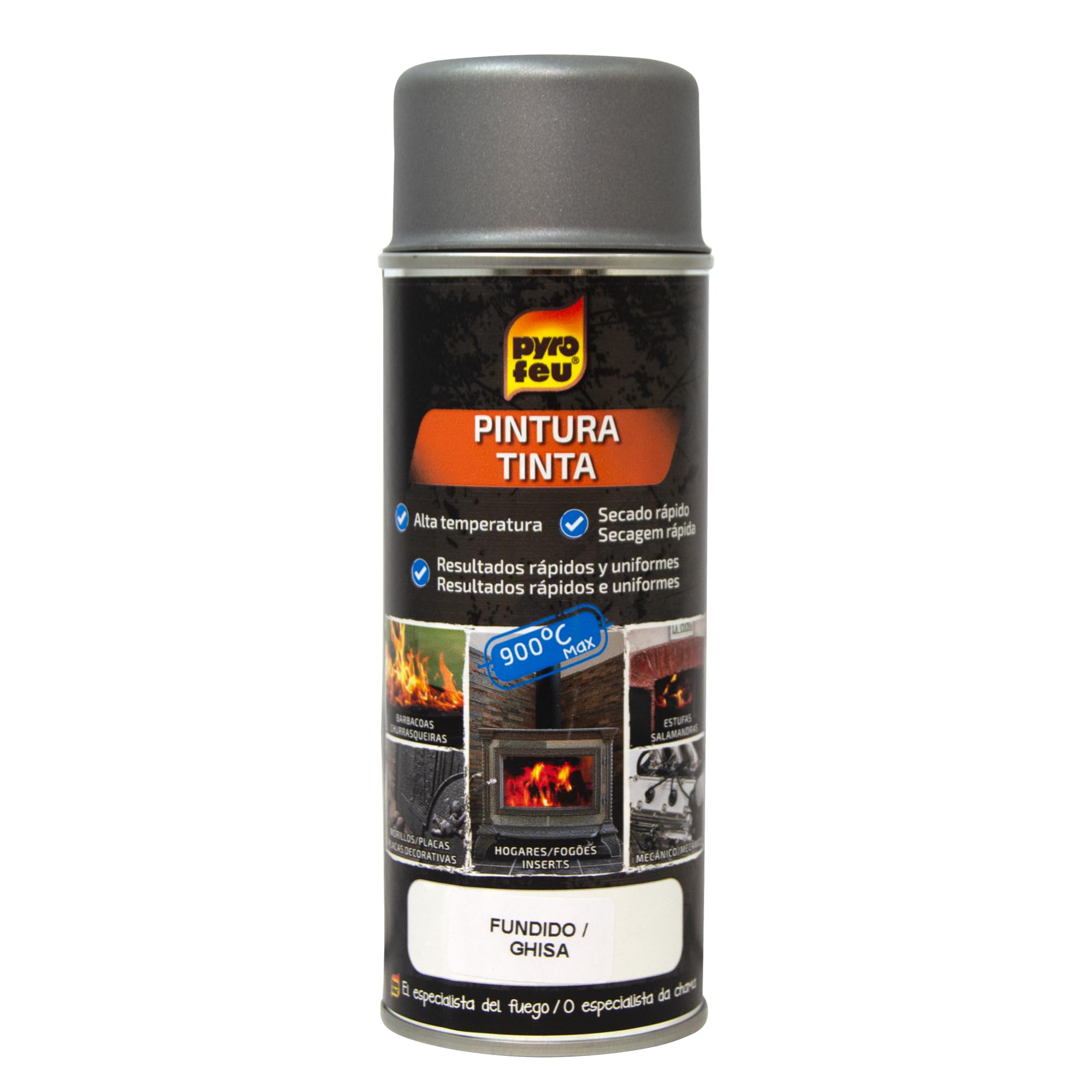 Pyro Feu | Peinture thermique | 900° Fonte aérosol 400 ml