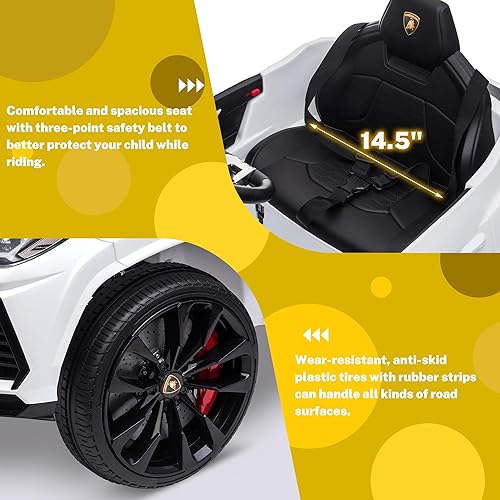 Miniatura 4 de ENYOPRO Lamborghini Urus - Vehículo eléctrico de 12 V, vehículo eléctrico de juguete para niños con control remoto, bocina, radio, reproducción de