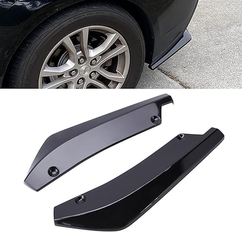 Miniatura 2 de Parachoques Trasero Difusor Divisor Valencia Alerón Aleta Borde Borde Ajuste Universal - Negro Brillante