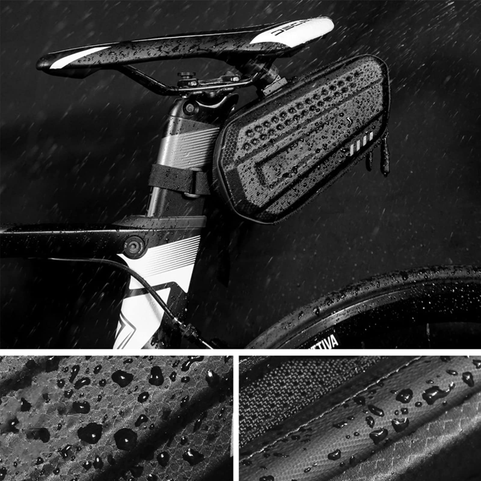 Sillín de Bicicleta Asiento Trasero Impermeable Bolsa de Sillín de Cola de Ciclismo Bolsa de Almacenamiento de Bicicleta Estable con Cremallera de Doble Cara para Bicicleta de Carretera MTB