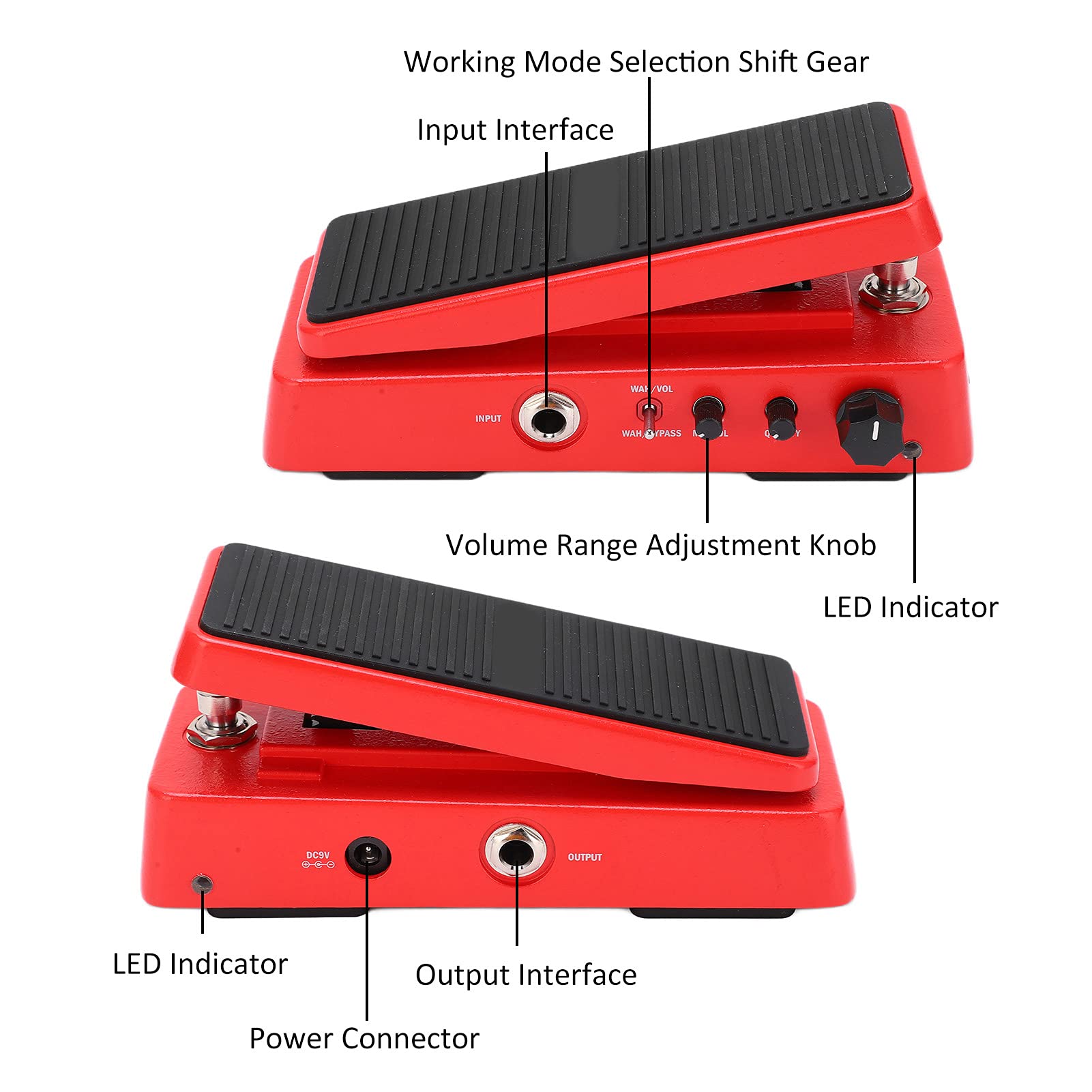 Lautstärkepedal, RM-Typ, Abschirmungsinduktor, 6-stufige Wah-Frequenzbereichseinstellung für Gitarren-Tuning-Zubehör (WAH-2 Wah-Lautstärkepedal)