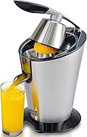 Vista 1 de LEBENLANG Exprimidor de cítricos eléctrico con alto rendimiento de jugo Exprimidor de jugo de naranja 200W + 2 conos Exprimidor de limones