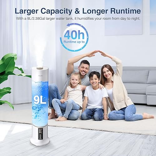 Miniatura 2 de Grelife Humidificadores grandes de 9L2.38 galones para dormitorio, habitación grande, humidificador ultrasónico de llenado superior de niebla fría