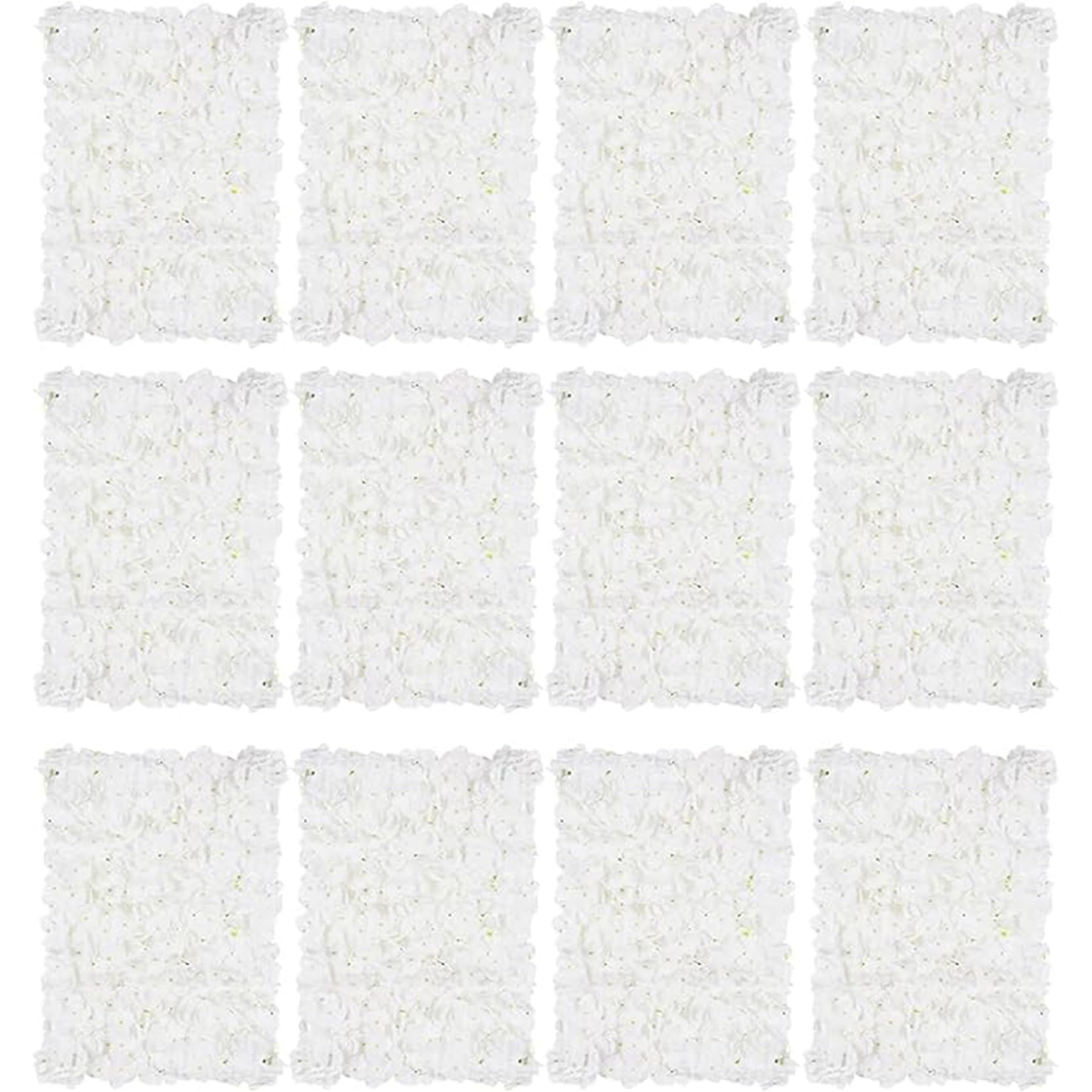GOUZIBHD Artificial Flower Wall Panels 3D Flower Wall Backdrop for Wedding Party Event Photo Backdrop Wall Decor,Faux Floral Panel,Decorative Hydrangea Flower Panels Wall(Size:12PCS,Color:White)