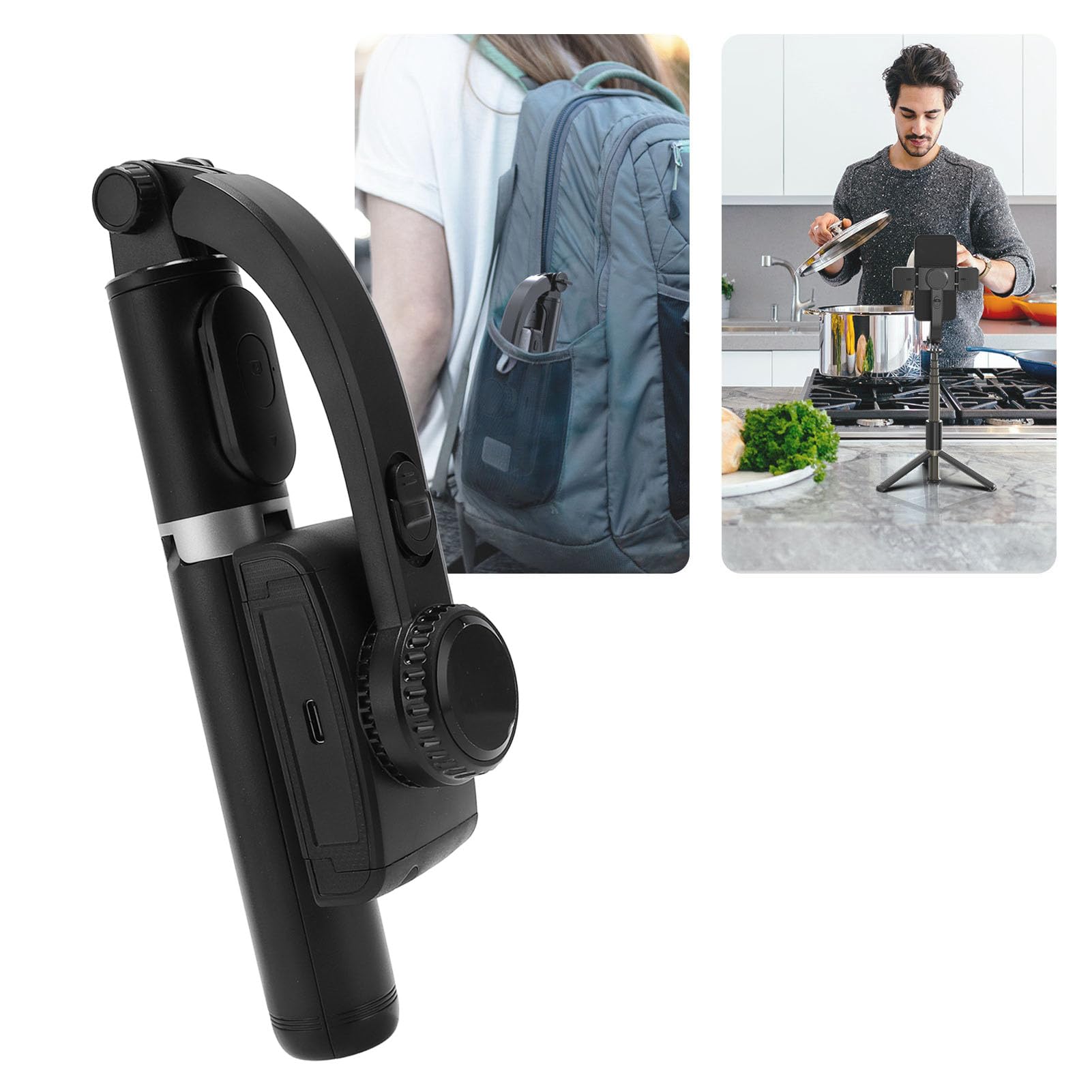 Stabilisateur De Téléphone à Cardan, Stabilisateur De Tête De Bâton De Selfie 360° Pivotant Et Anti-Chocs avec Télécommande Support Portable Pliable pour Téléphone Portable