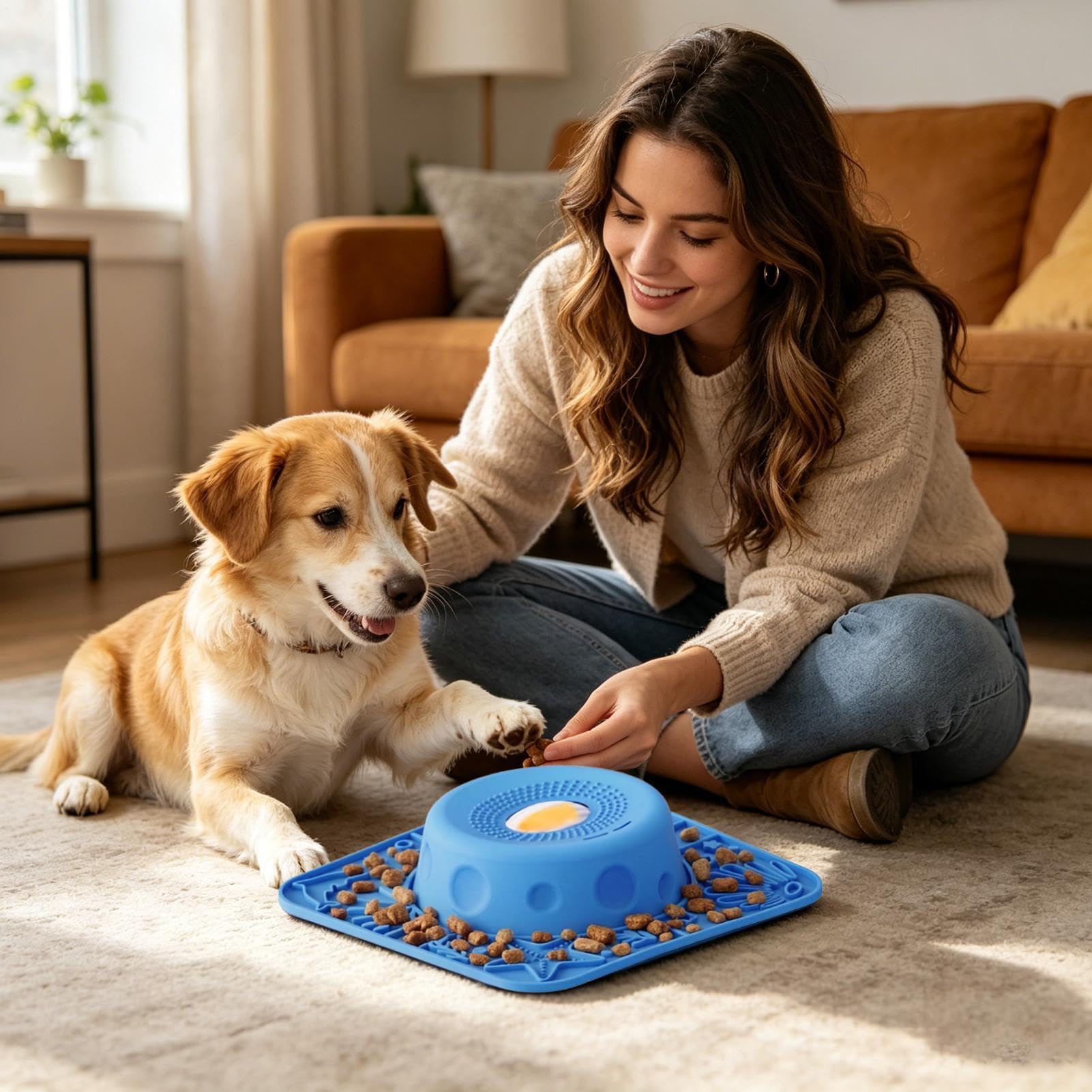 Cuenco Lamedor Perruno Juguete Enriquecimiento Silicona Con Bola Giratoria | Cuenco Lamedor Lento Perros para Pienso Cachorros Lamer Yogur Puré Carne Premios Promueve Alimentación Saludable
