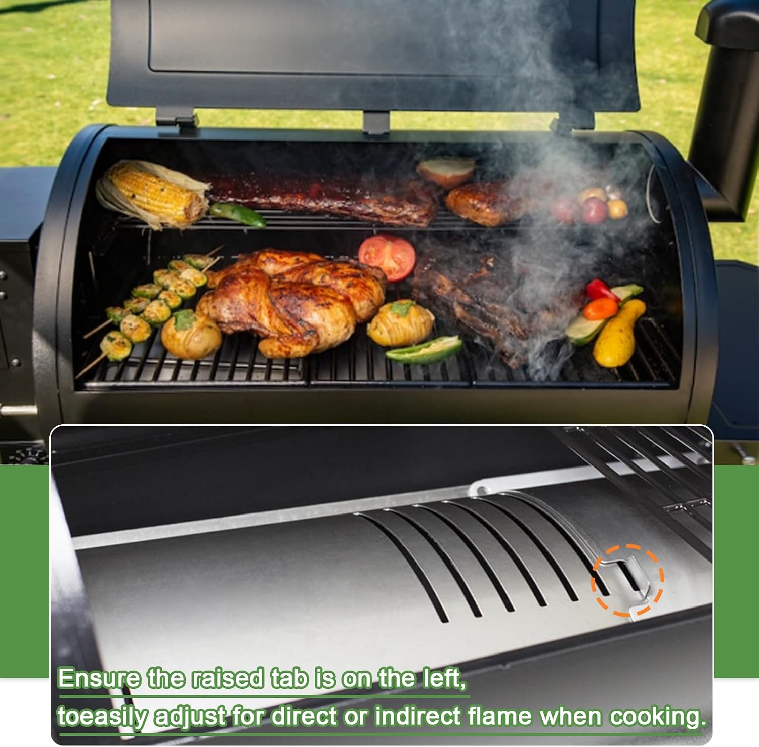 Flame Broiler Kit for Pit Boss 820 Series Pellet Grill, PB820PS1, PB820D, PB820FB, PB820XL, PB820SC, 820PS1 Replacement Parts with Flame Broiler Slide Cover and Bottom for Pitboss Smoker Accessories.