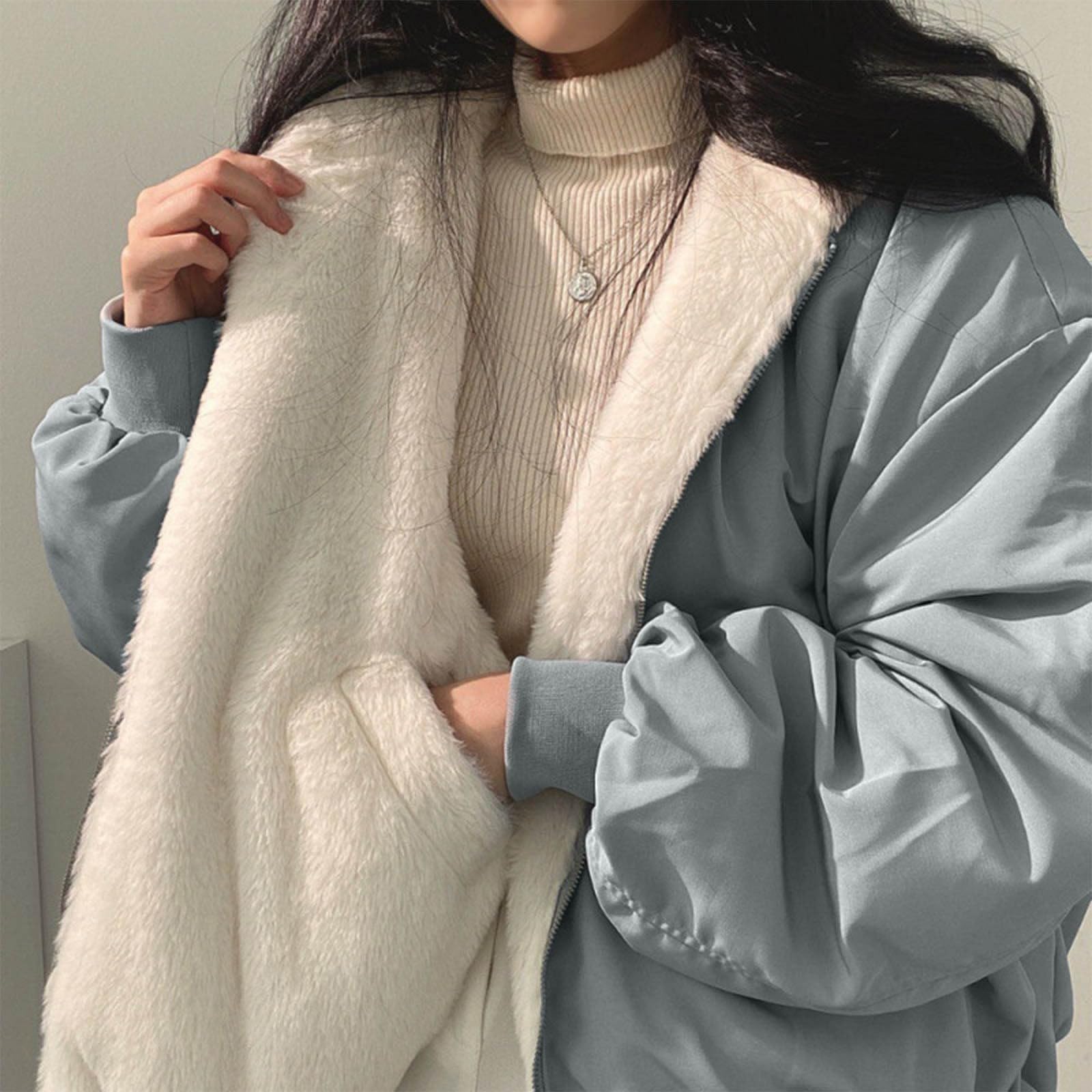 Warme Winterjacke Damen Gefüttert Sweatjacke Mit Kapuze Wintermantel
