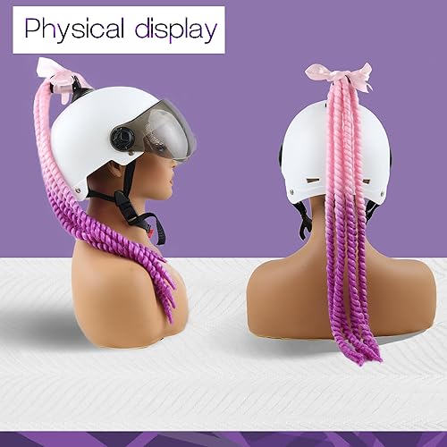 Miniatura 2 de Trenzas para casco de motocicleta, con ventosa desmontable, moño, para bicicleta, cola de caballo, cola de caballo, 1 unidad (casco no incluido)