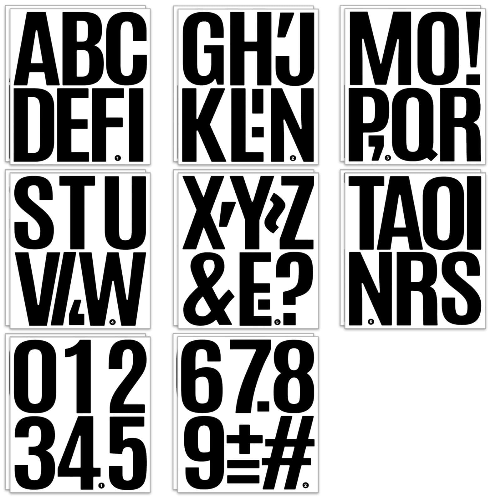 122 Stück/16 Blatt Buchstaben Aufkleber Groß,10 cm Selbstklebend Buchstaben und Zahlenaufkleber,Wasserfeste Klebebuchstaben für Poster Pinnwände Klassenzimmer Outdoor Schilder Autos (Schwarz)