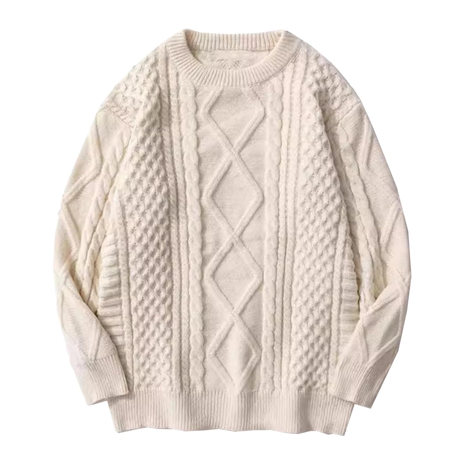 Womens Oversized Sweaters Crewneck Cable Knit Pullover Long Sleeve Casual Loose Chunky Cute Fall Sweater