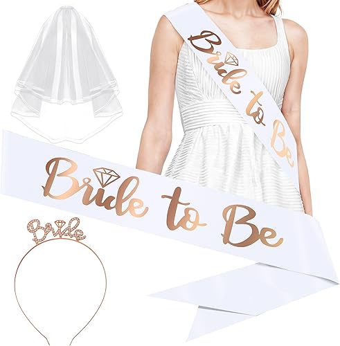 Miniatura 1 de KatchOn, Kit de decoración de novia  Paquete de 5  Faja de novia para ser, diadema, tatuajes, velo  Decoración de despedida de soltera  Decoraciones