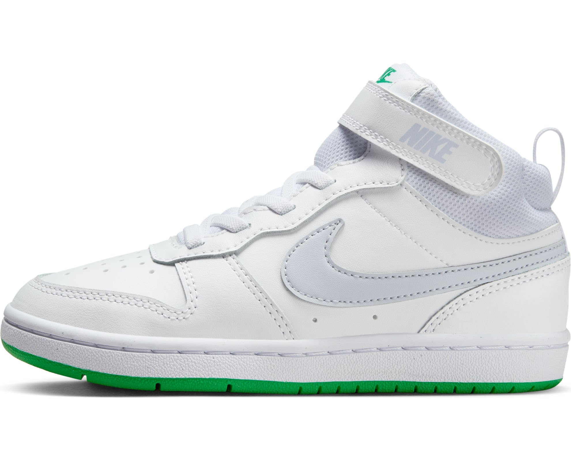 Nike Court Borough Mid Big Kids' Shoes (CD7782-115, White/Stadium  Green/Football Grey)