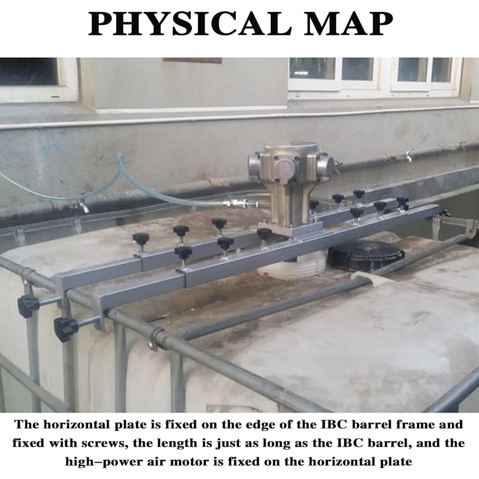 IBC Air Agitator, Pneumatic Tank Mixer Machine 1HP, Speed: 0-1000RPM, Stirring Capacity: 1000L, Adjustable Size, for Paint Coating Materials Viscous Liquid Ink Dissolver