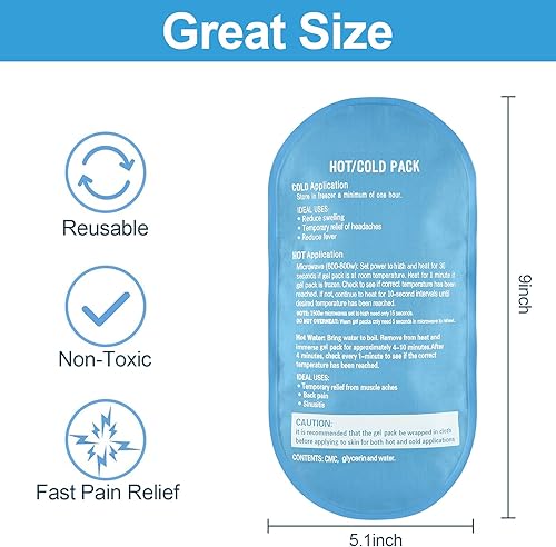 Miniatura 7 de Tutmyrea Paquete de 2 paquetes de hielo de gel, paquetes de hielo flexibles de 9 x 5.1 pulgadas para lesiones reutilizables, compresa caliente y