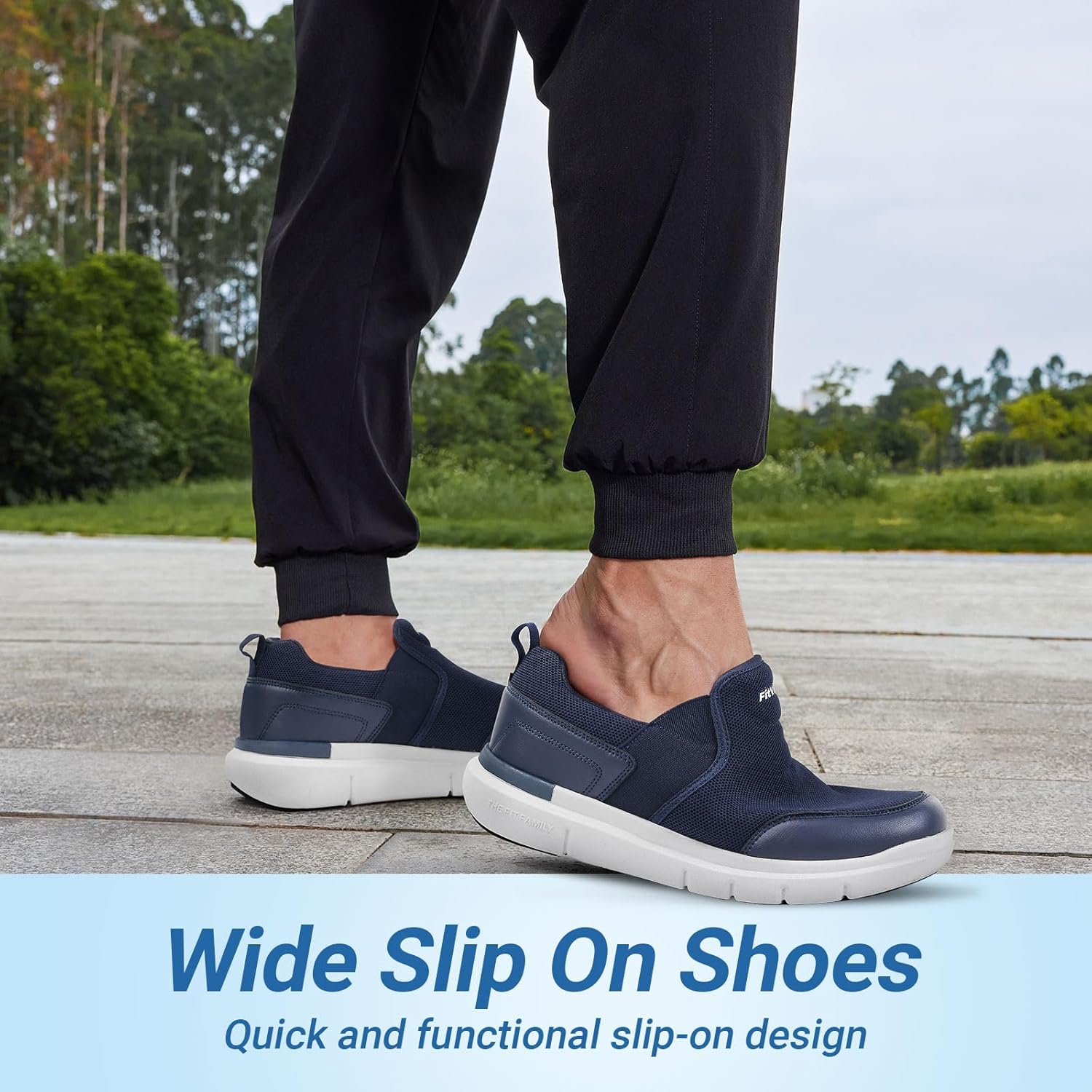 FitVille Men's Extra Wide Slip on Walking Shoes, Lightweight Non-Slip Breathable Casual Loafers for Standing All Day - Image 5