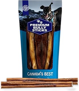 Premium Bully Sticks for Dogs/Chien | 12" Dog Chews | 5 Treats, 300g | 100% Beef Puppy Chew - All Natural Odor Grass Fed Long Lasting Dog Chew Treats - No Artificial Flavor or Preservatives - Extra-Large Single Ingredient Beef Pizzle (12 Inches, Pack of 5)