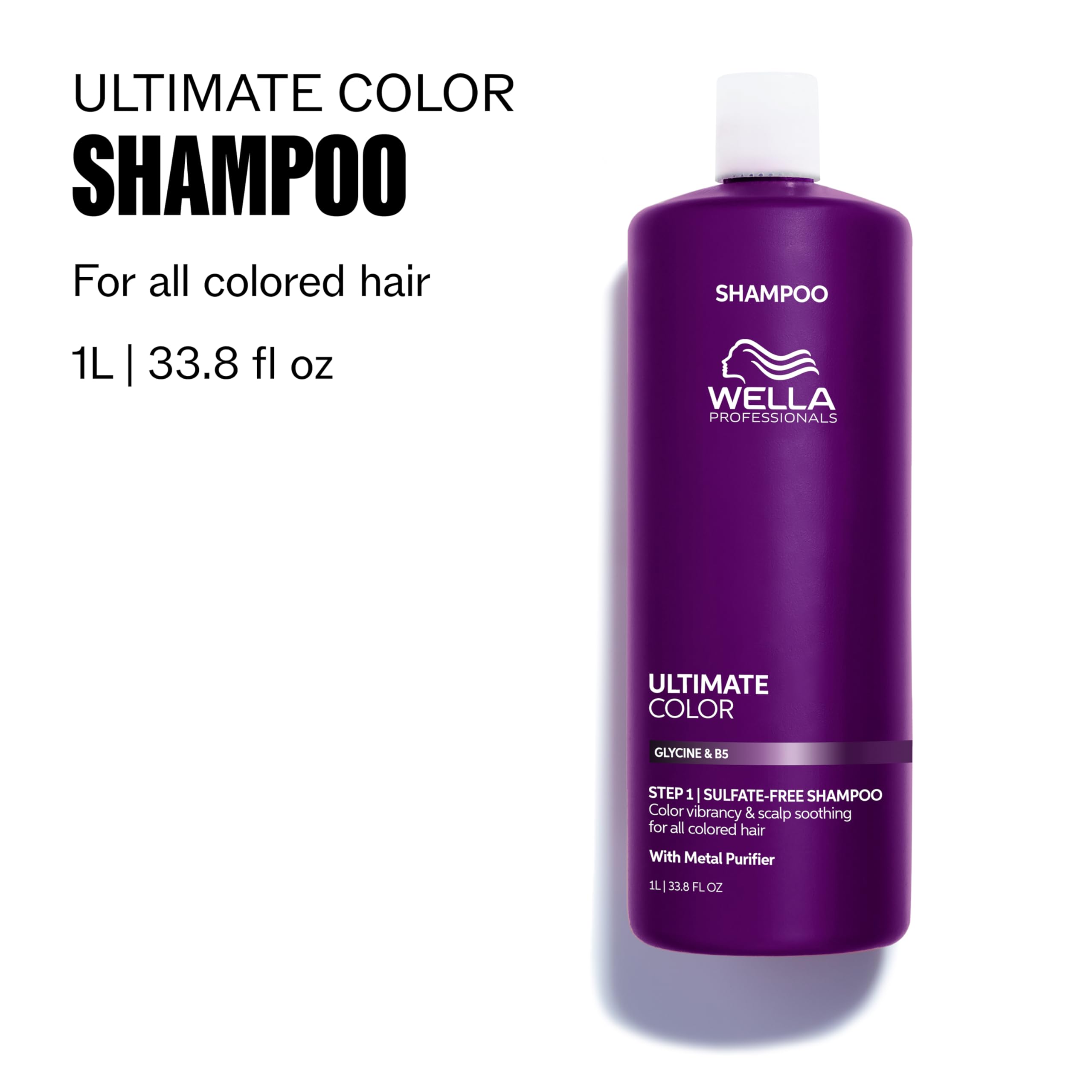 Wella Professionals Ultimate Color Step 1 – delikatny szampon bez siarczanów do włosów farbowanych, chroni i ożywia kolor, nadaje im naturalny połysk i miękkość 1 l