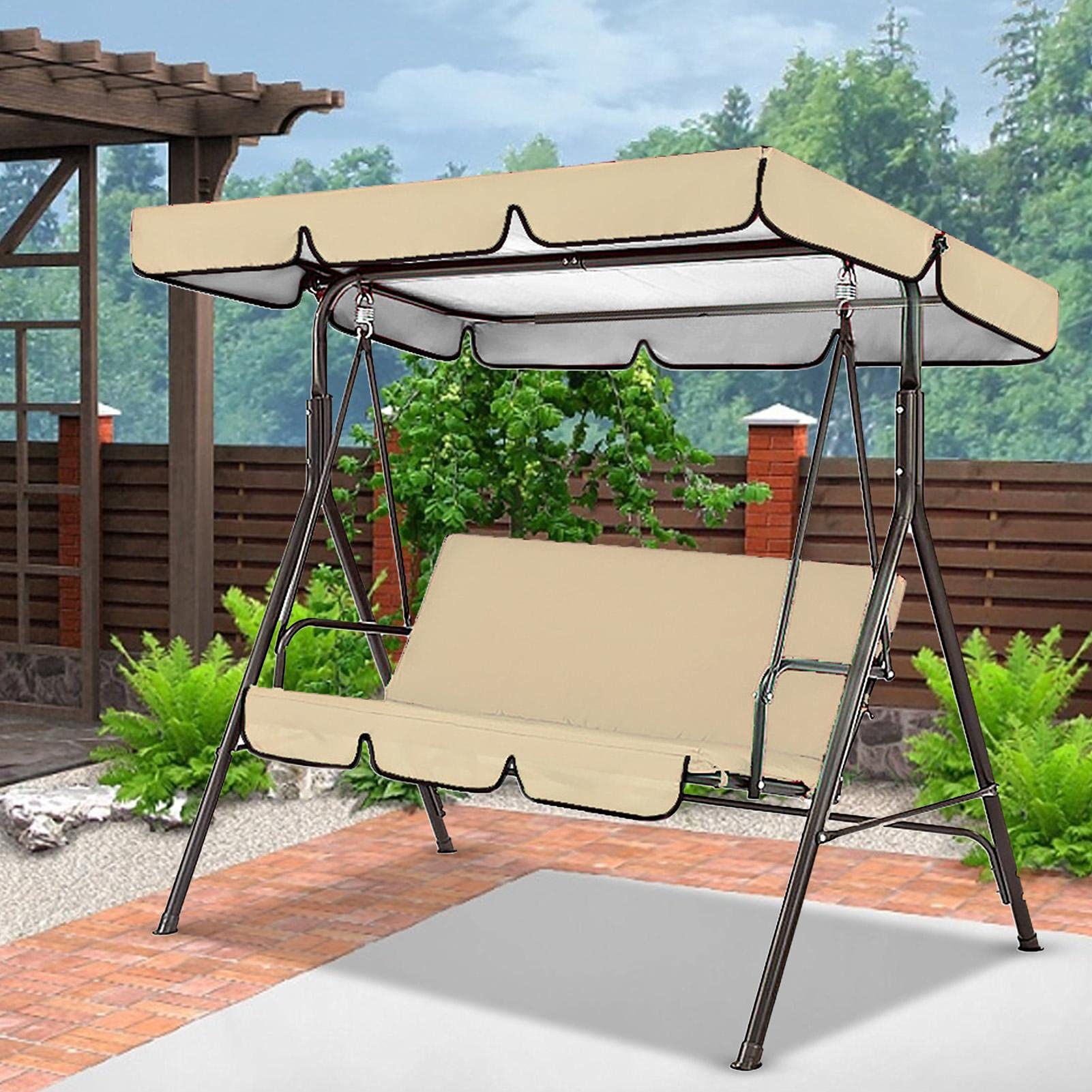 repuesto para cojín balancín Patio, para 3 personas, protección contra el polvo, funda superior repuesto y cojín balancín, funda impermeable