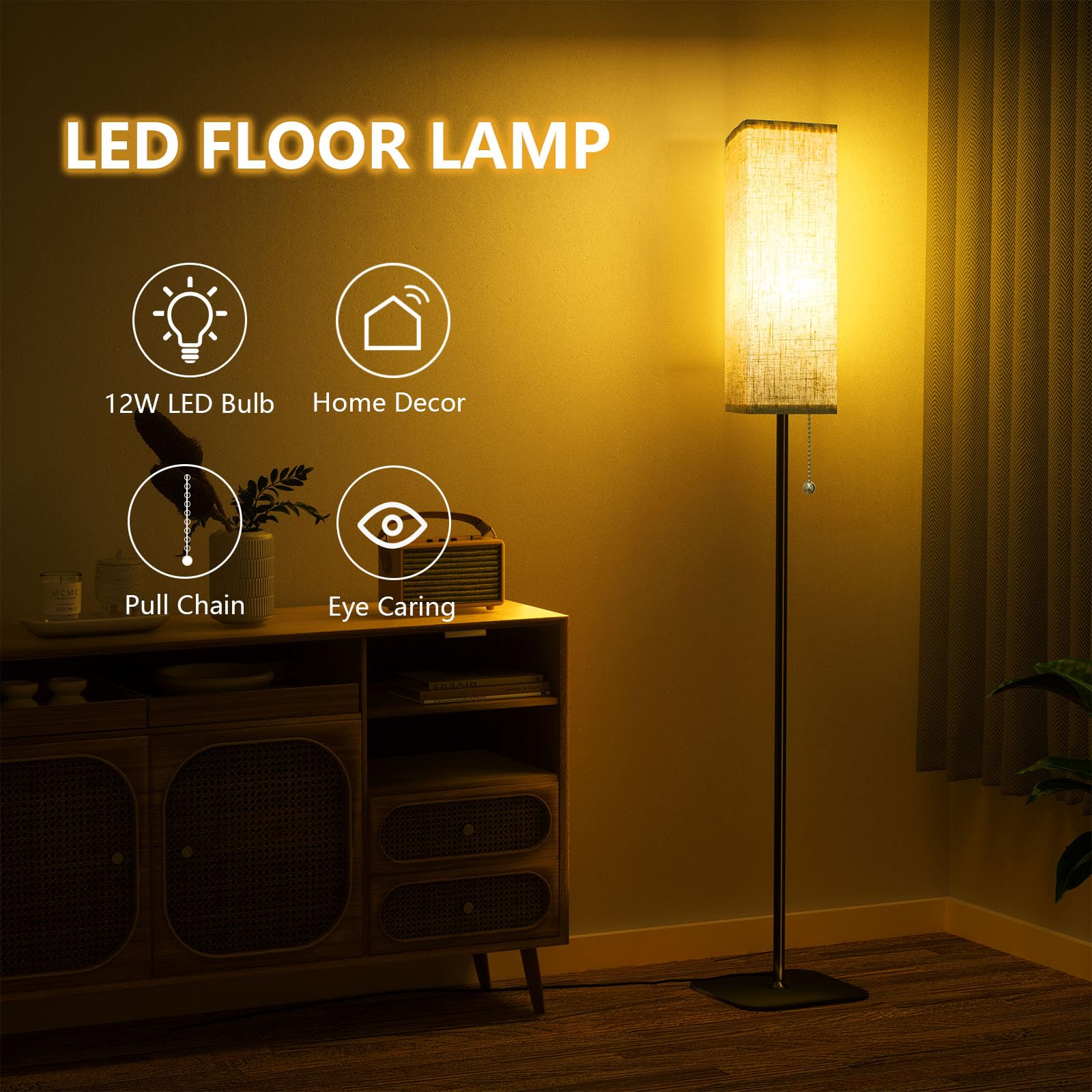 Lampada da Terra, lampade Soggiorno Moderne con 3 Temperature di colore, Lampadina LED, Lampada con Paralume in Lino, Piantana Lampade da Terra per Camera da Letto, Soggiorno, Ufficio, Studio, 170cm