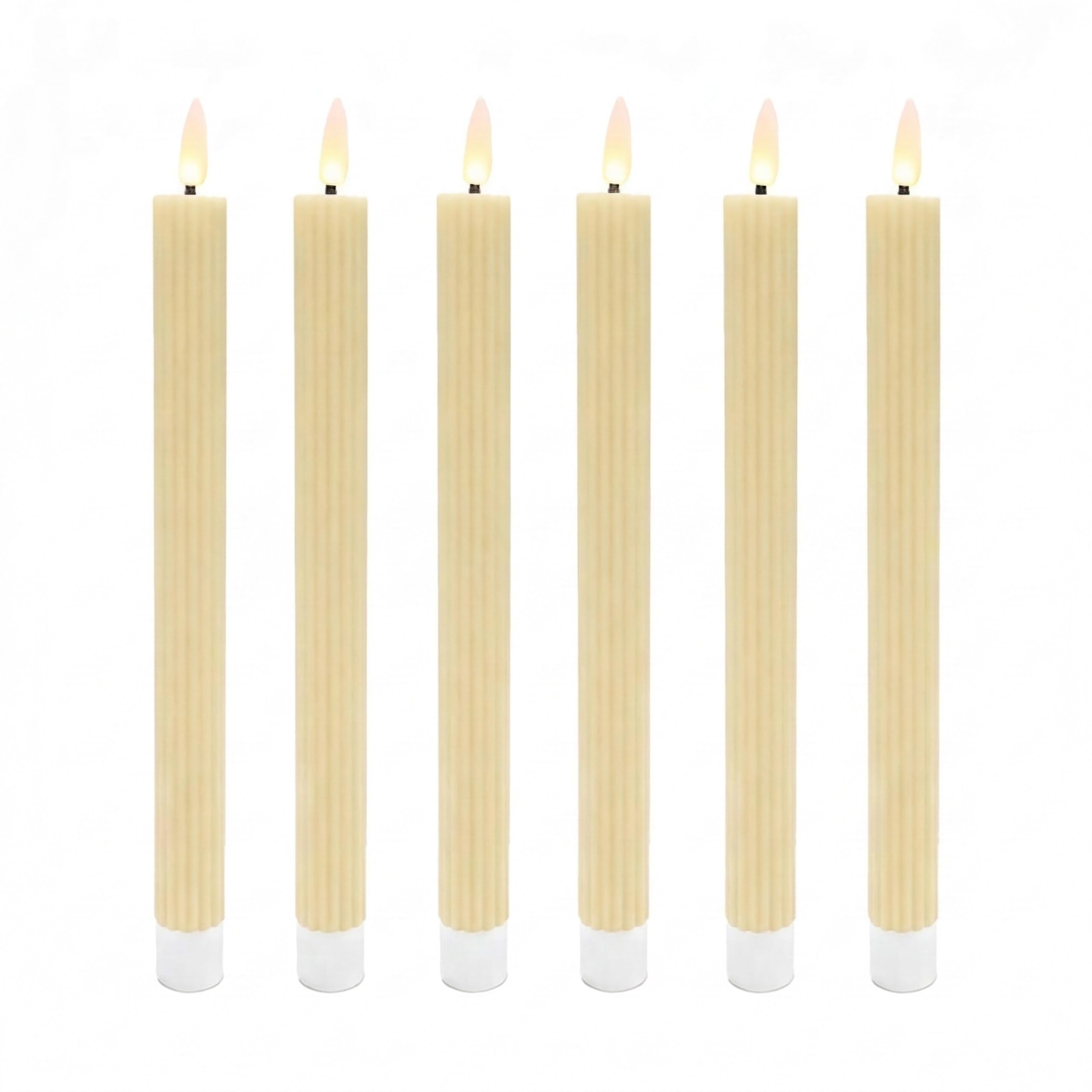 Relaxdays Candele LED a Stelo, Set da 6, HxD: 25 x 2 cm, Fiamma tremolante, in Cera Vera