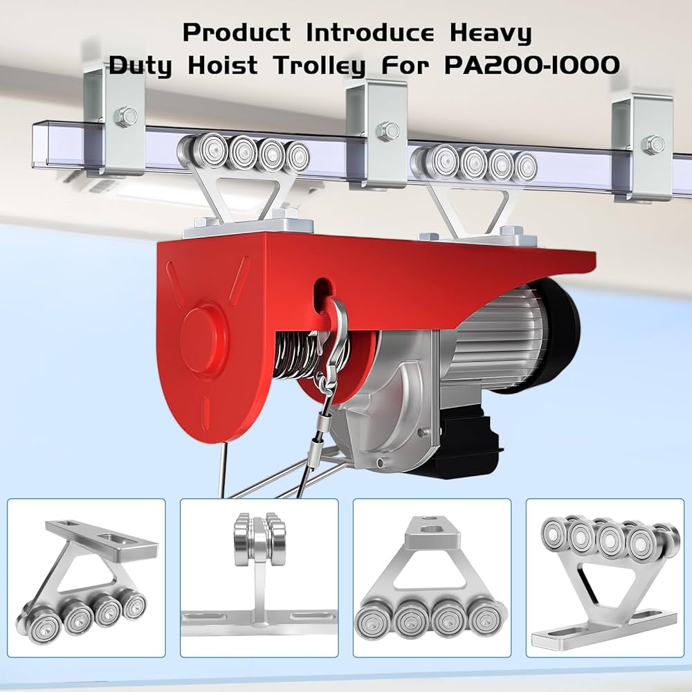 2 Pcs Electric Hoist Roller Trolley For Pa200-1000 Electric Hoist 4 Wheels Silen