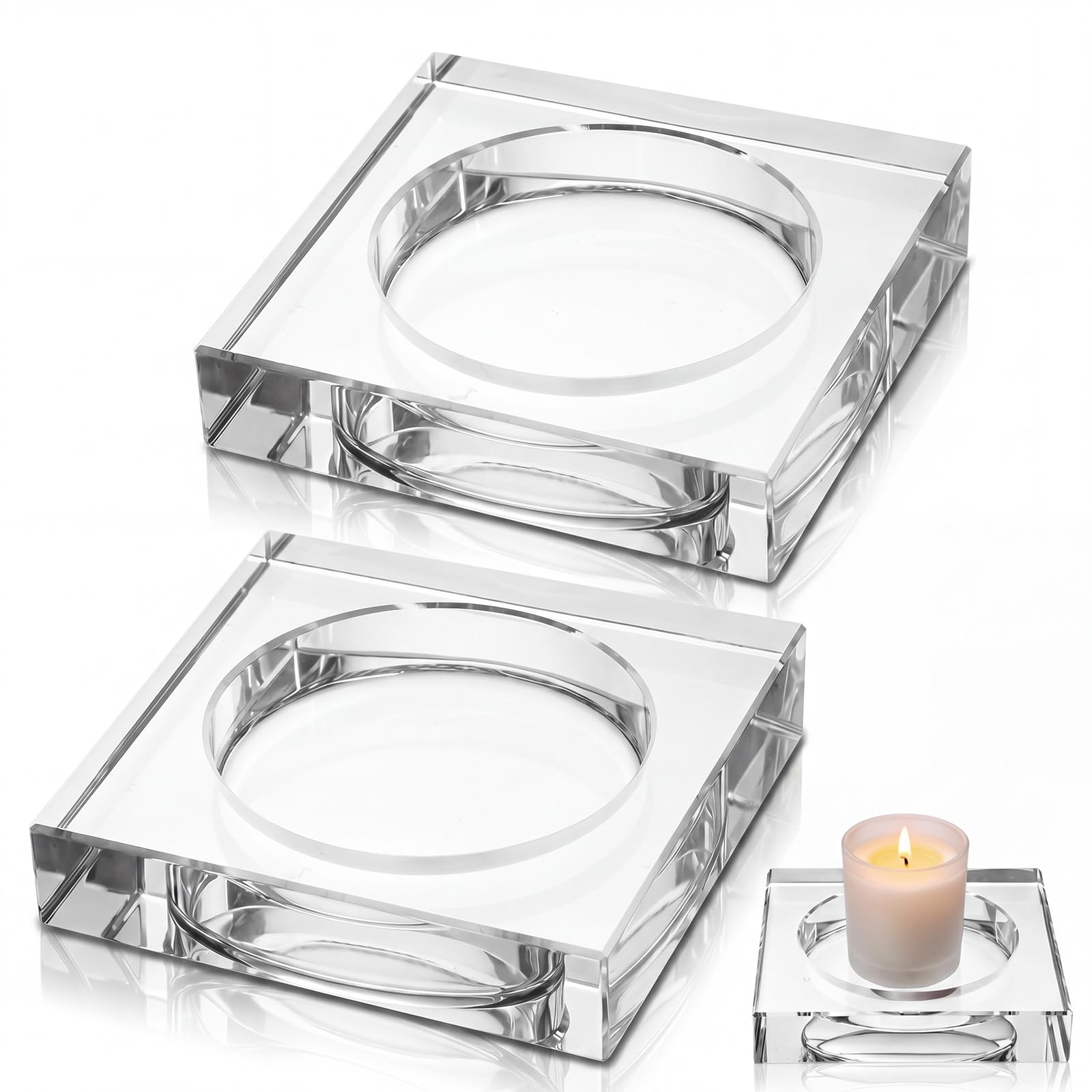 Photo 1 of Mumufy Crystal Candle Dish 2 Pack (Clear)