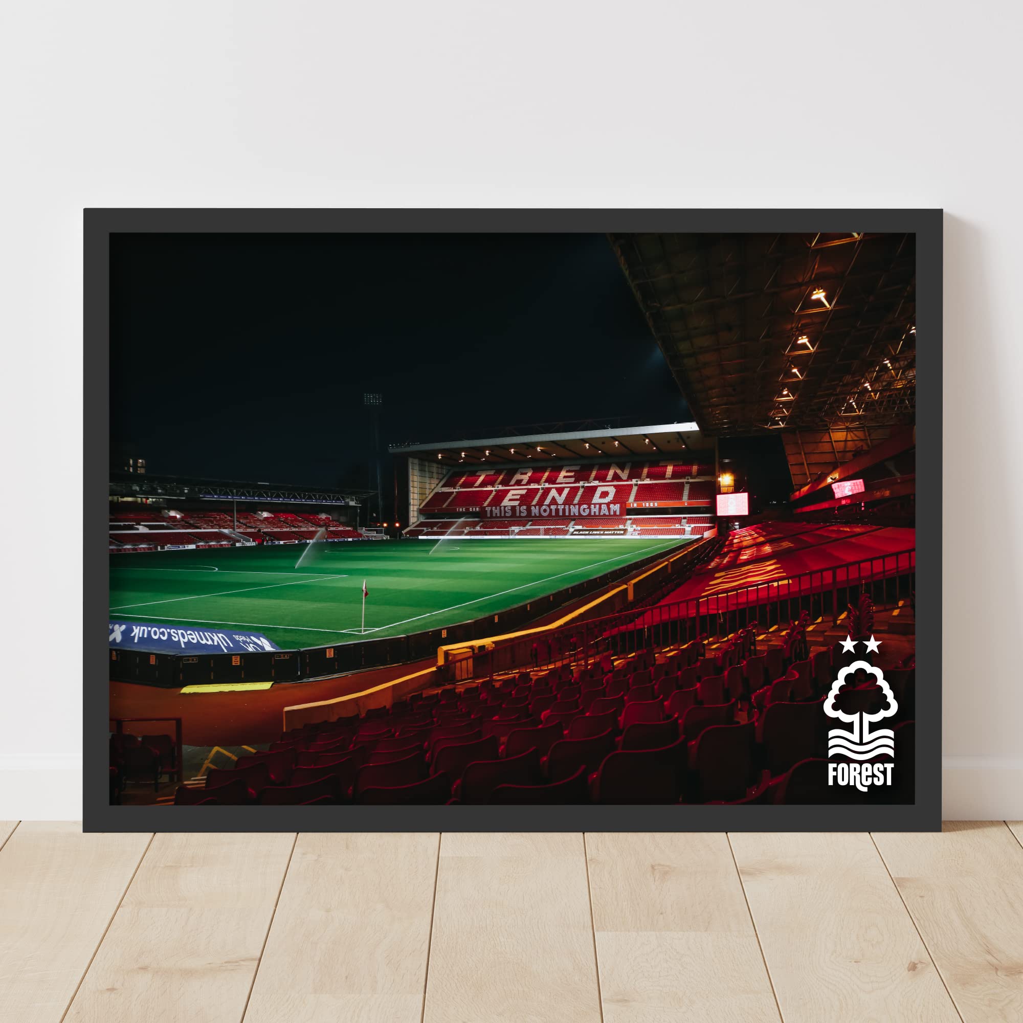Themed Red Nottingham Forest Fc Print - Night Time Stadium (29.7Cm X 42Cm - A3)