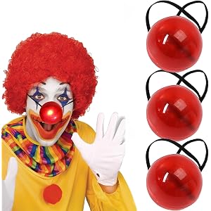 Nez Rouge Clown QIUMING - En Plastique Avec Cordon Élastique - Pour Carnaval, Fête, Halloween - Lot De 12