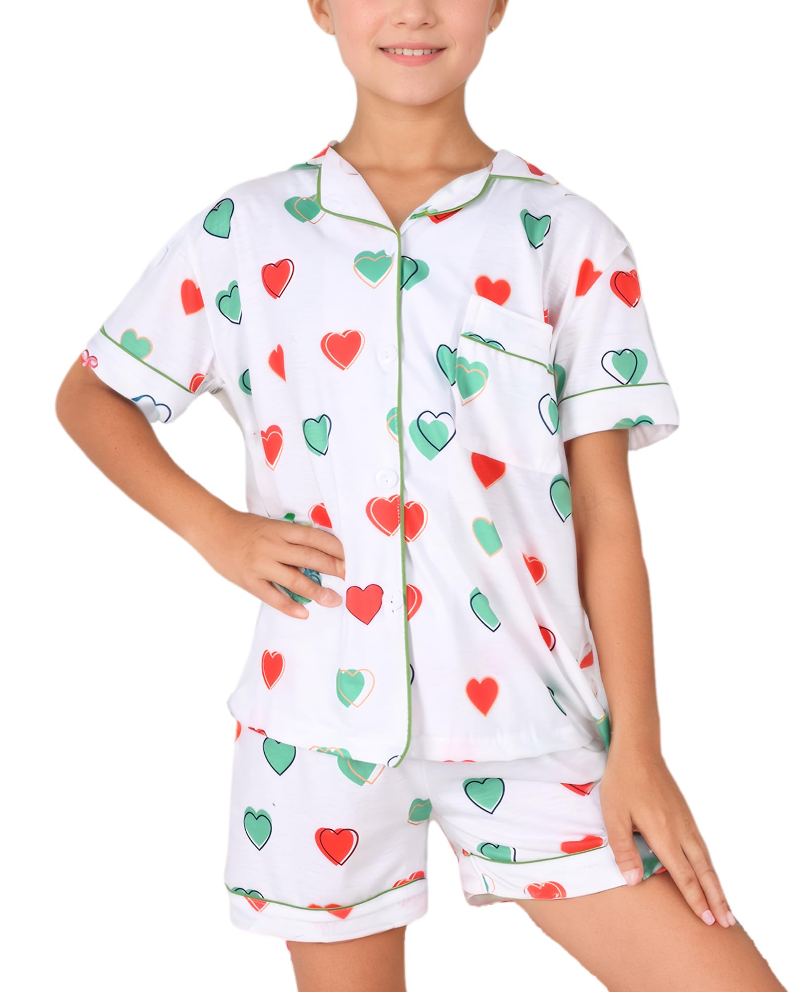 Girls Pajamas Sets, Kids Monkey Button Down Sleepover Loungewear