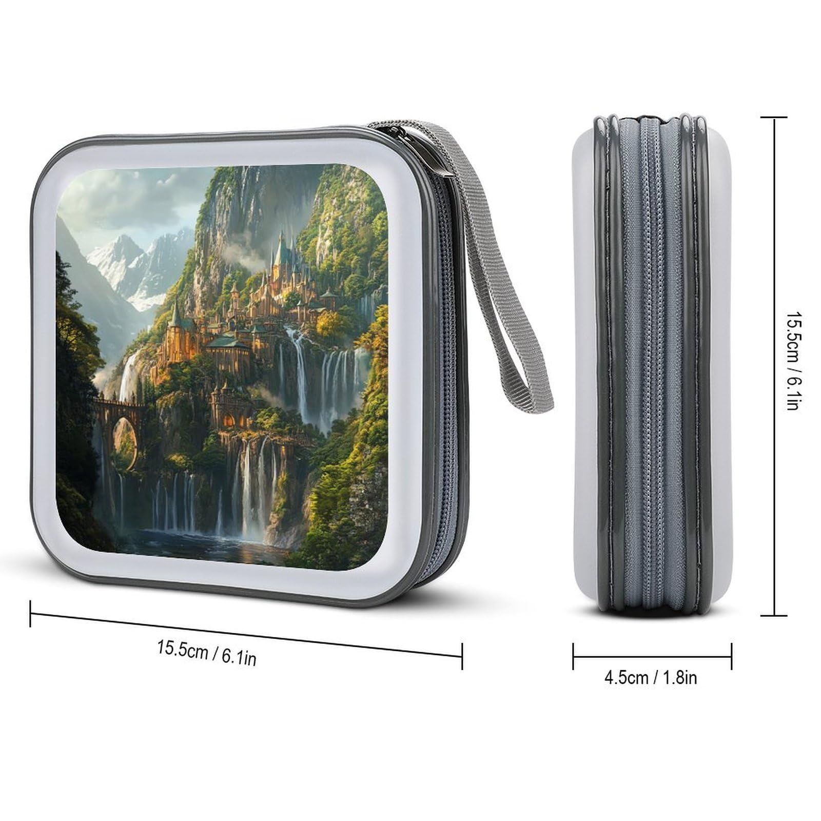 Landscape Castle CD Case Plastic DVD Case Holder Wallet Disc Storage Organizer for Car Travel