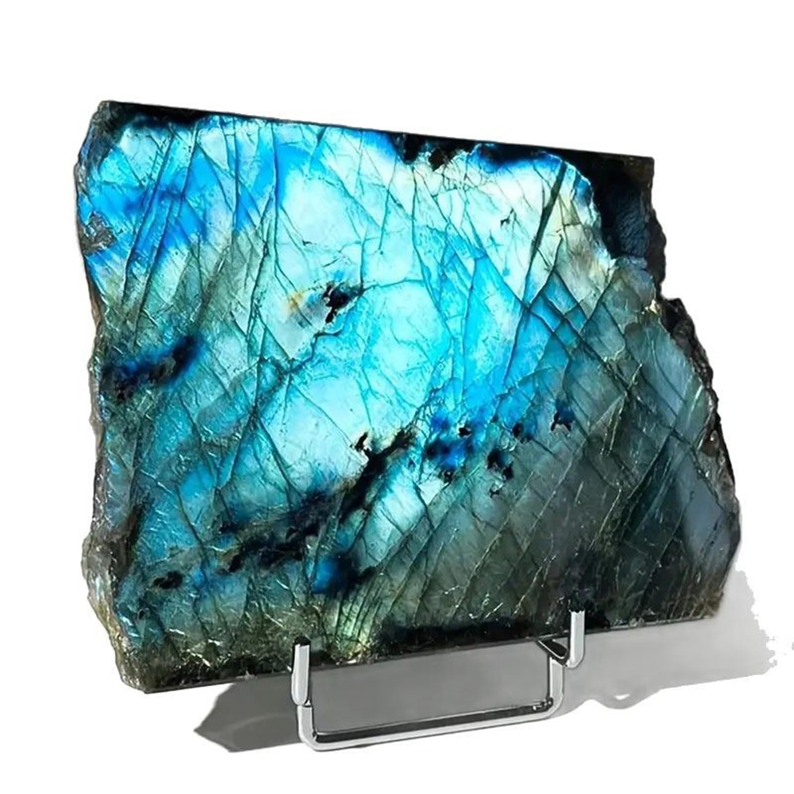 HUJWLBWF Raw Labradorite Stone Crystals Gemstone, Crystals Rough Stone Labradorite Slab, Standing Display Specimens, Stone,600~700g