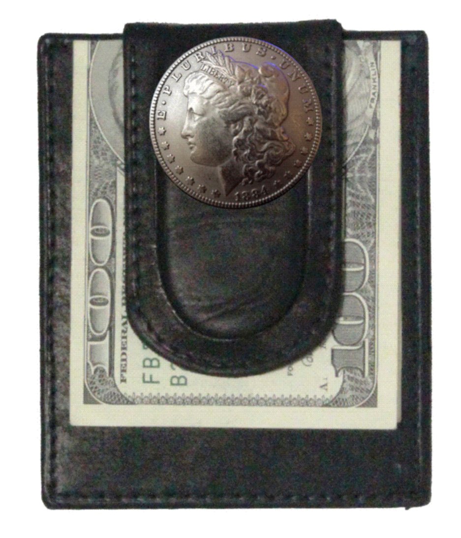Custom Morgan Dollar Heads Paul and Taylor Money Clip Wallet Black-image-41