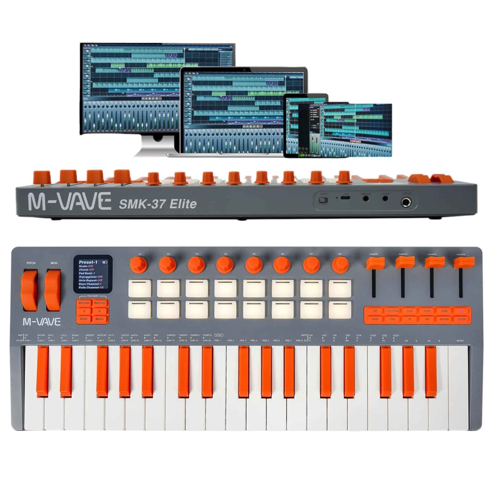 VEDO M-VAVE SMK-37 Elite Controlador MIDI Teclado 37 Teclas, 16