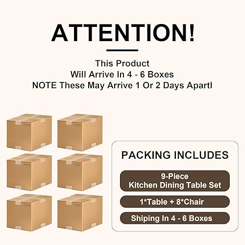 Miniatura 6 de Juego de mesa de comedor moderno para 8 personas, juego de mesa de comedor de cristal templado rectangular de 71 pulgadas y sillas de comedor de